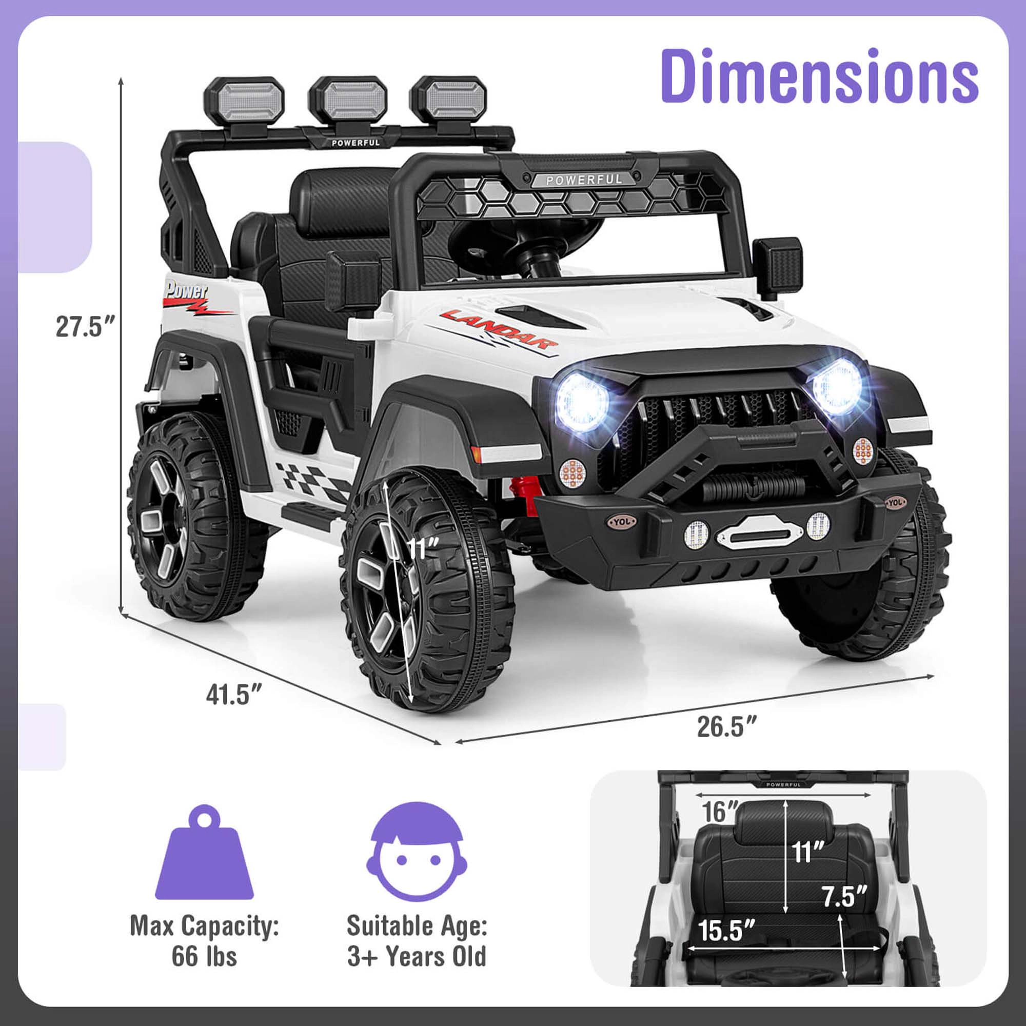 Costway 12V Kids Ride On Truck with 2*12V Motors Spring Suspension & Remote Control
