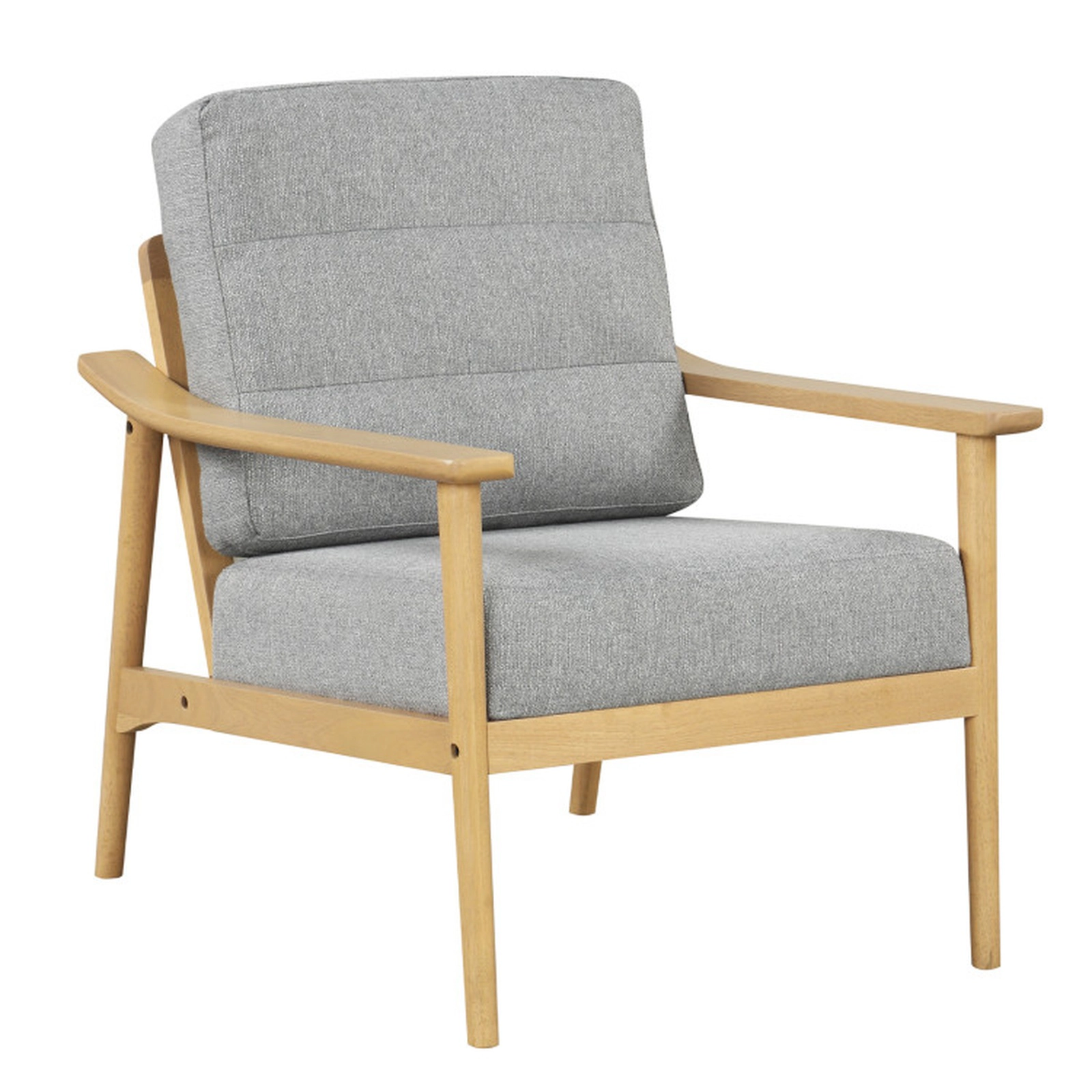 SUGIFT Gray Rubber Wood Armrests and Machine-Washable Back Cushion 440-lb Modern Accent Chair