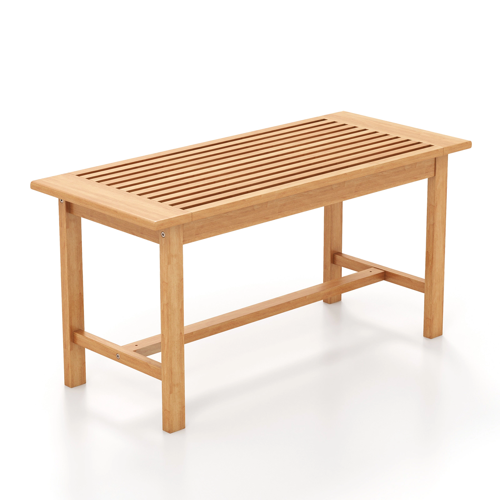 SUGIFT 36-In Teak Wood Outdoor Patio Coffee Table, Slatted Top, 145-Lb Capacity