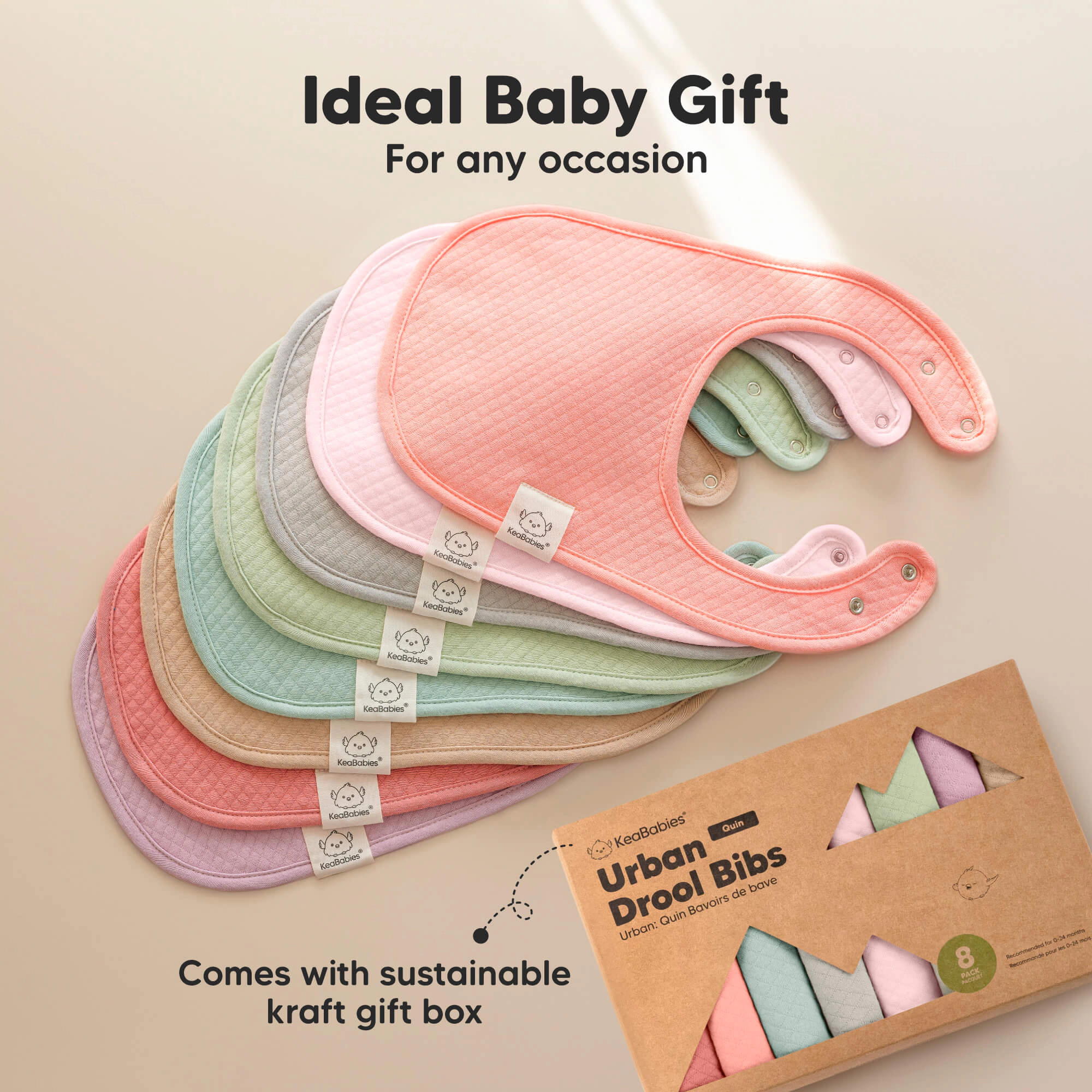 KeaBabies 8-Pack Urban Quin Drool Bibs