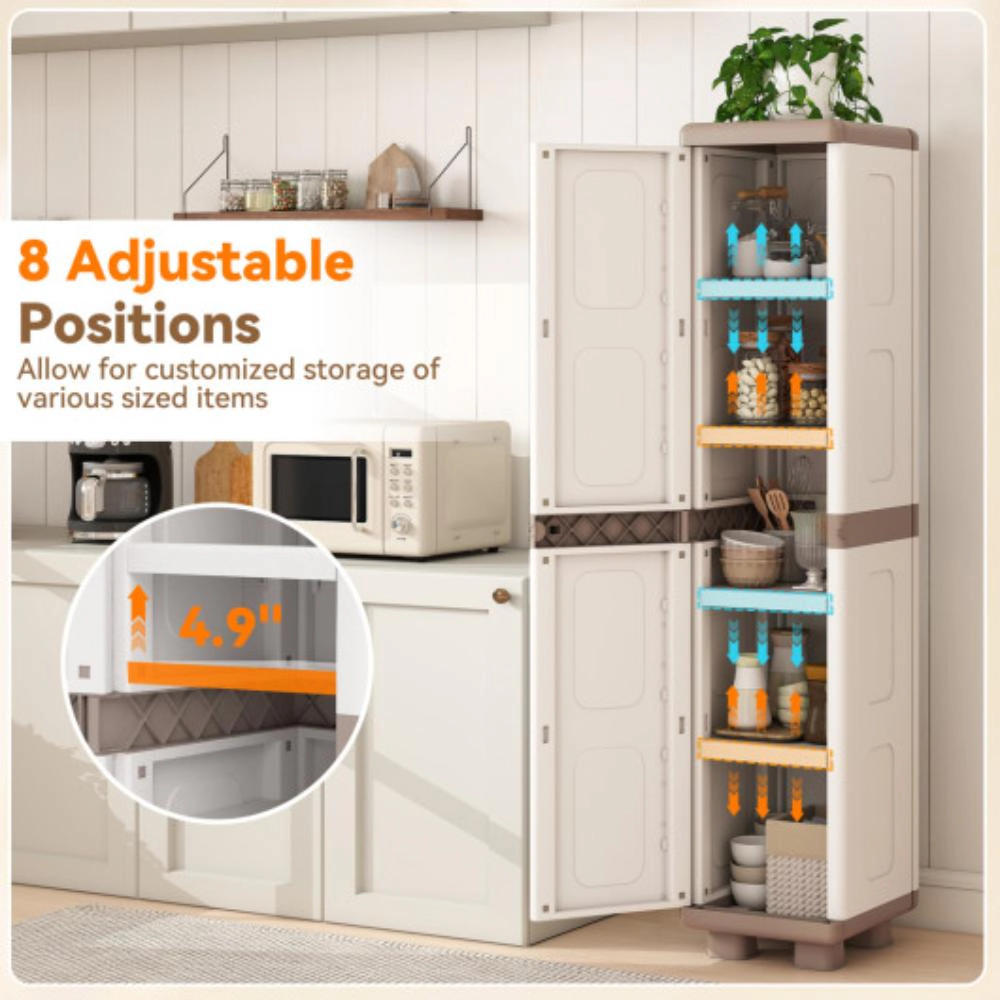 Hivvago Plastic Kitchen Pantry With 4 Adjustable Shelves And Single Door For Living Room
