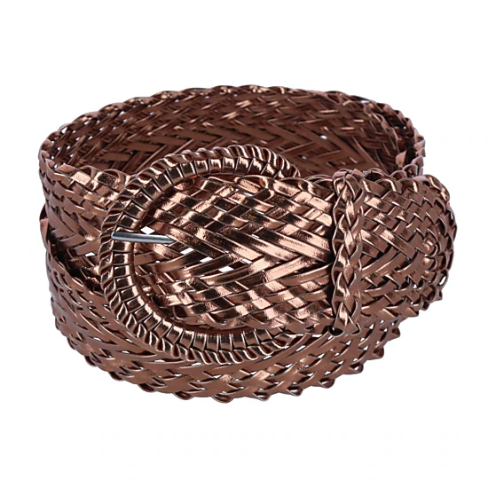 CTM® Women's Braided Wide Belt with Matching Buckle Adjustable Woven