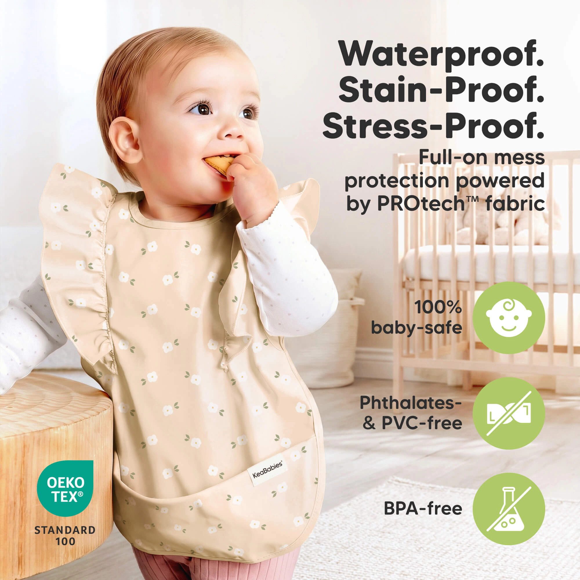 KeaBabies 2-Pack Fae Waterproof Bibs for Girls, Boys