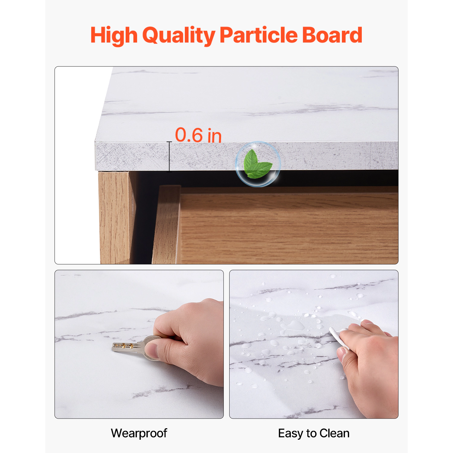 HONGGE Fluted Wooden Chest of Drawers with Sliding & Anti-tip Device