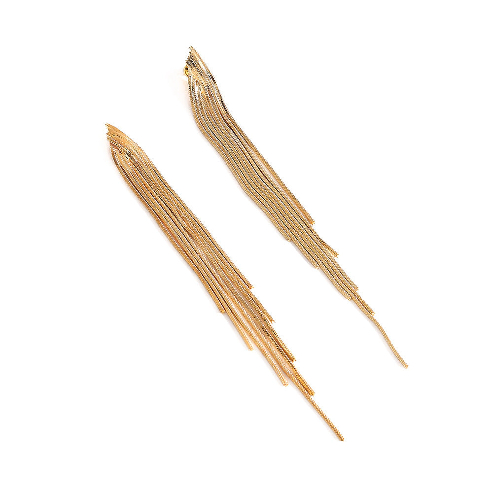 SOHI Women's Gold Metallic Chain Drop Earrings