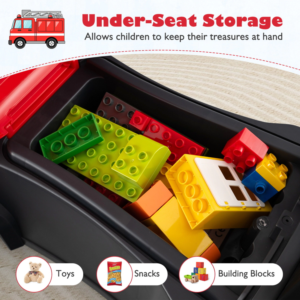SUGIFT Red Steering Wheel and Music Kids Ride On Push Car Licensed SCANIA Truck Toy