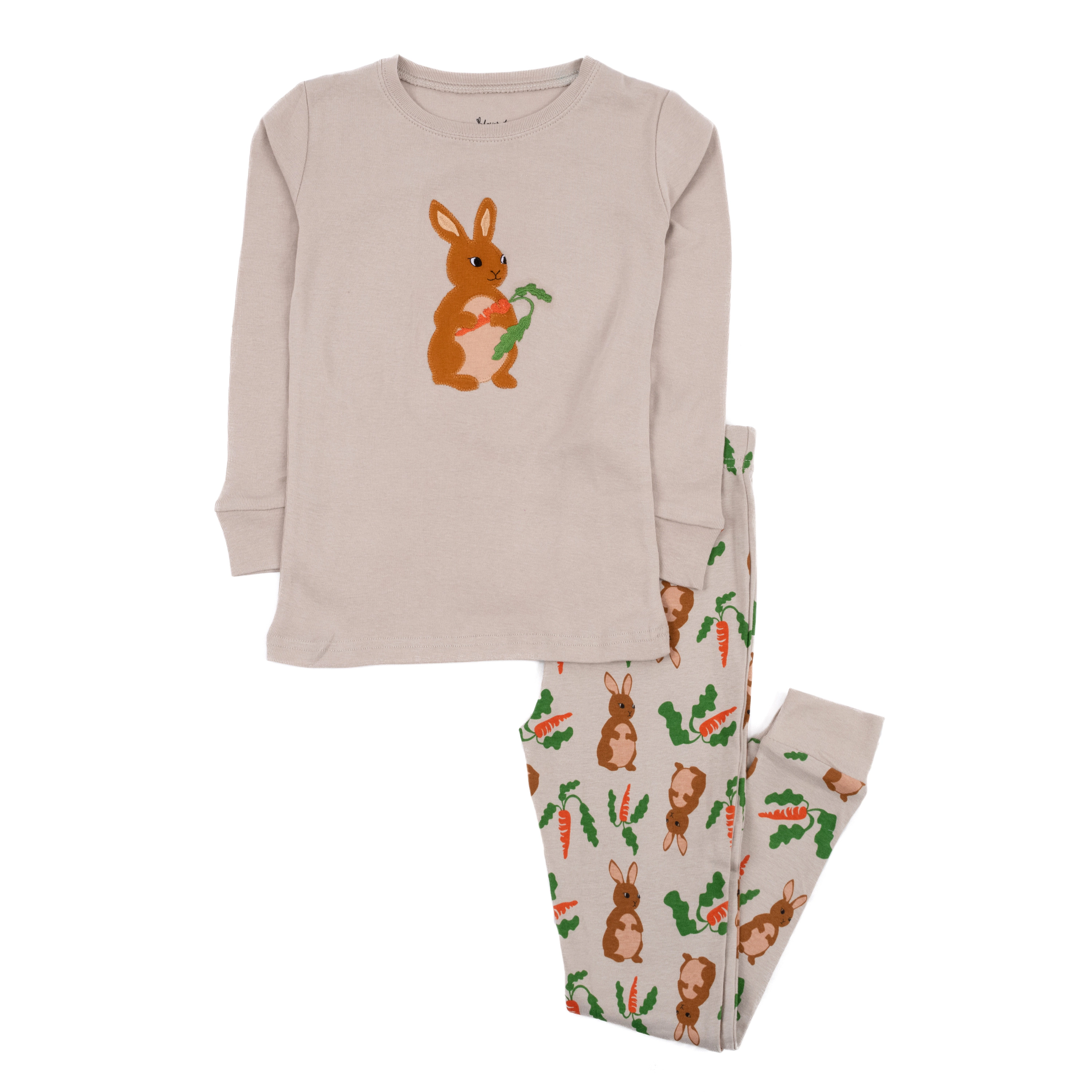 Leveret Kids 2-piece Cotton Beige Bunny Rabbit Easter Pajama Set