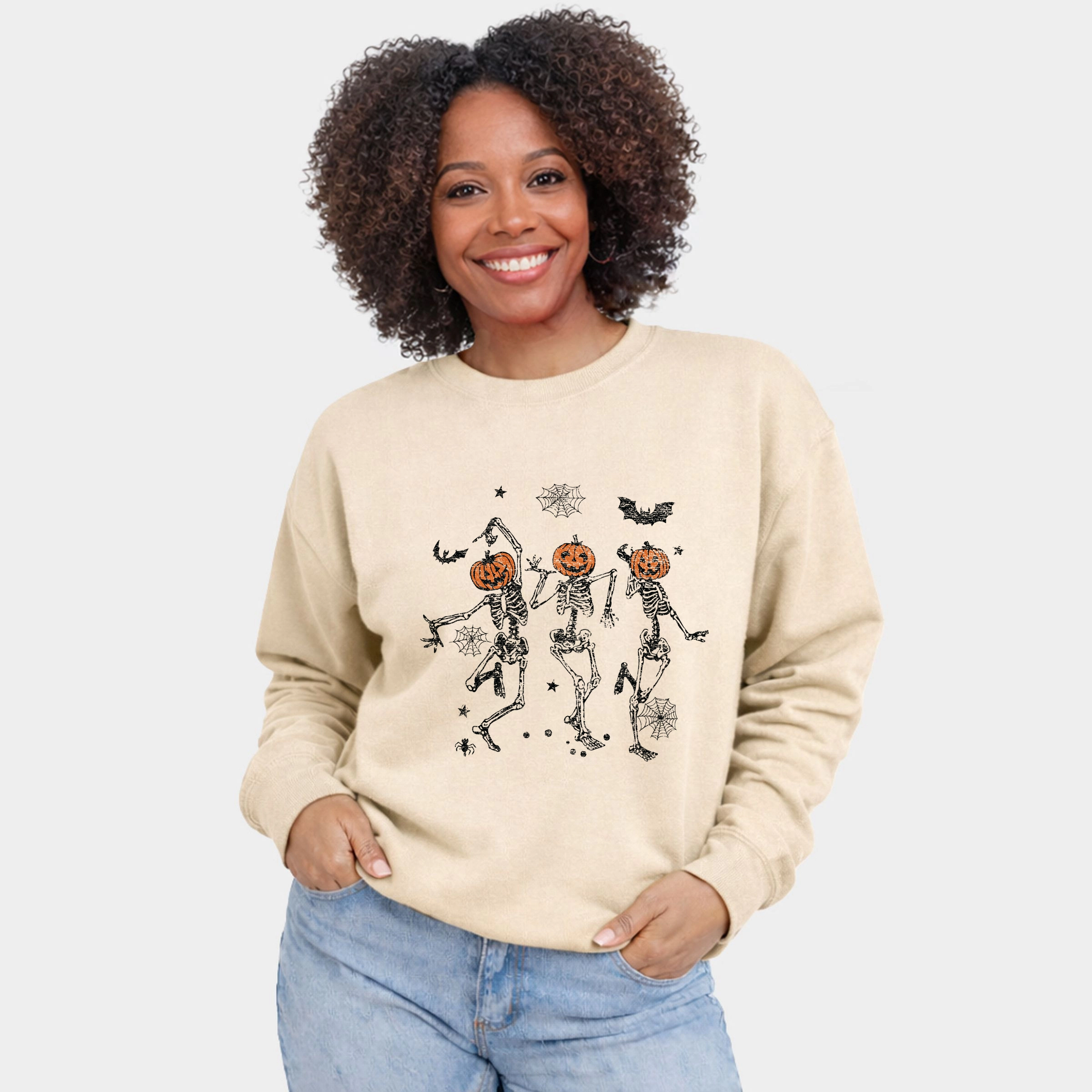 Simply Sage Market - Women's Graphic Sweatshirt Dancing Skeleton Trio