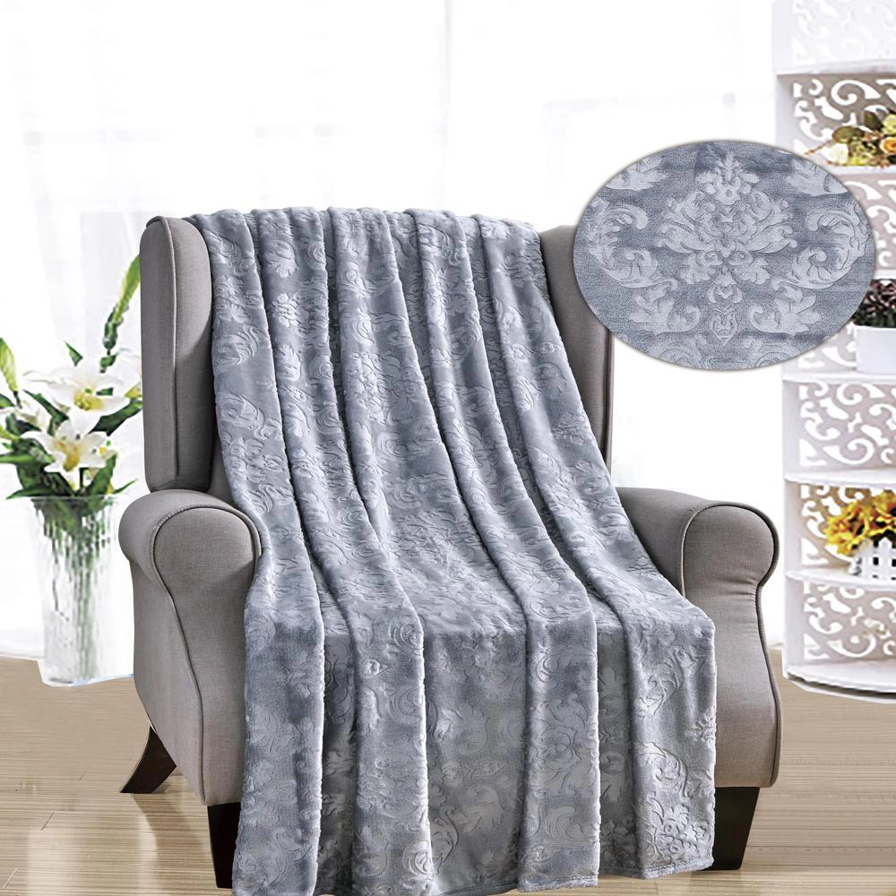 Versailles Ultra Soft Plush Contemporary Embossed Pattern All Season 50" x 60" Throw Blanket
