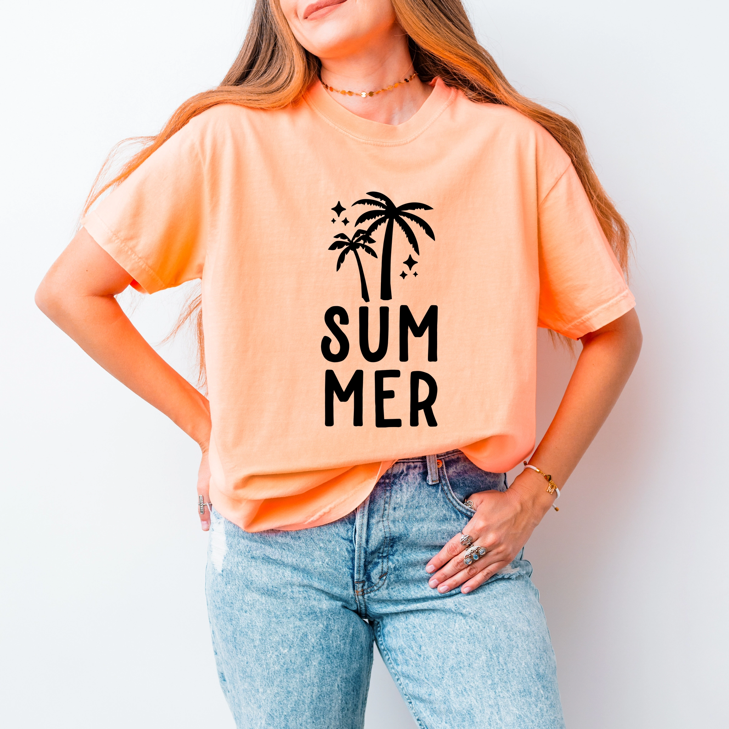 Simply Sage Market - Summer Palm Women's Garment Dyed Graphic T-Shirt