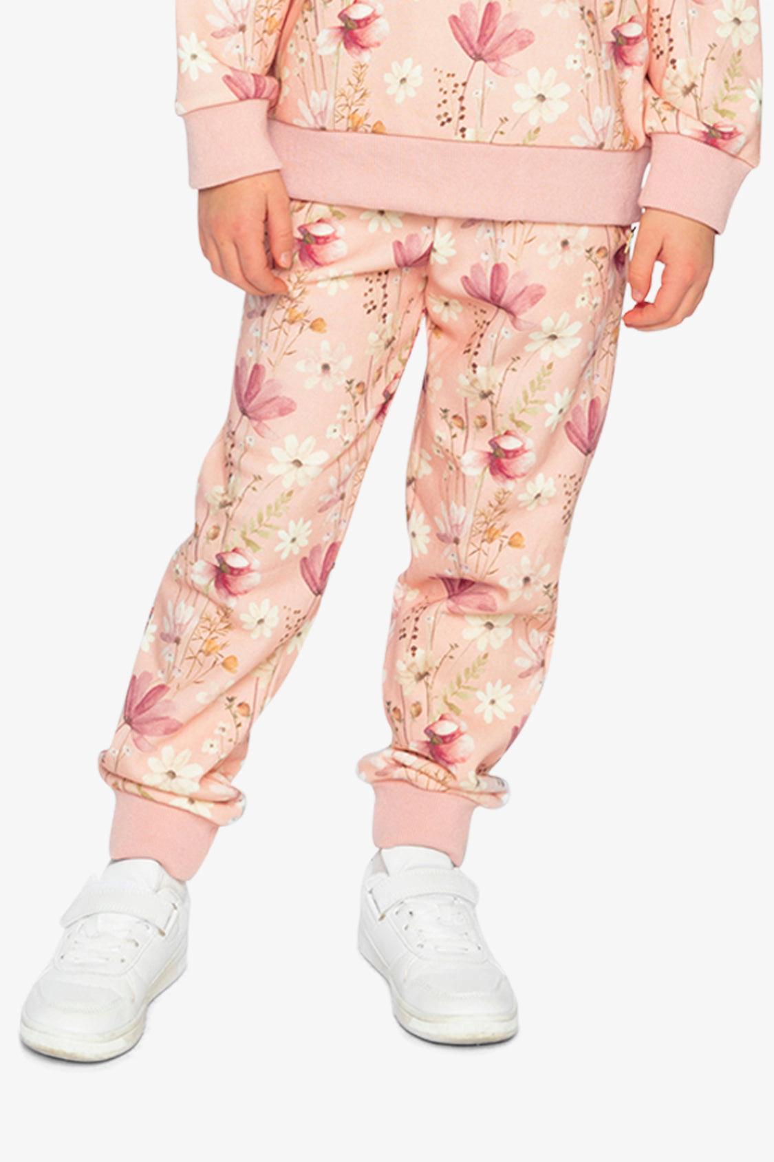 Deux par Deux Girls French Terry Sweatpants with Printed Flowers