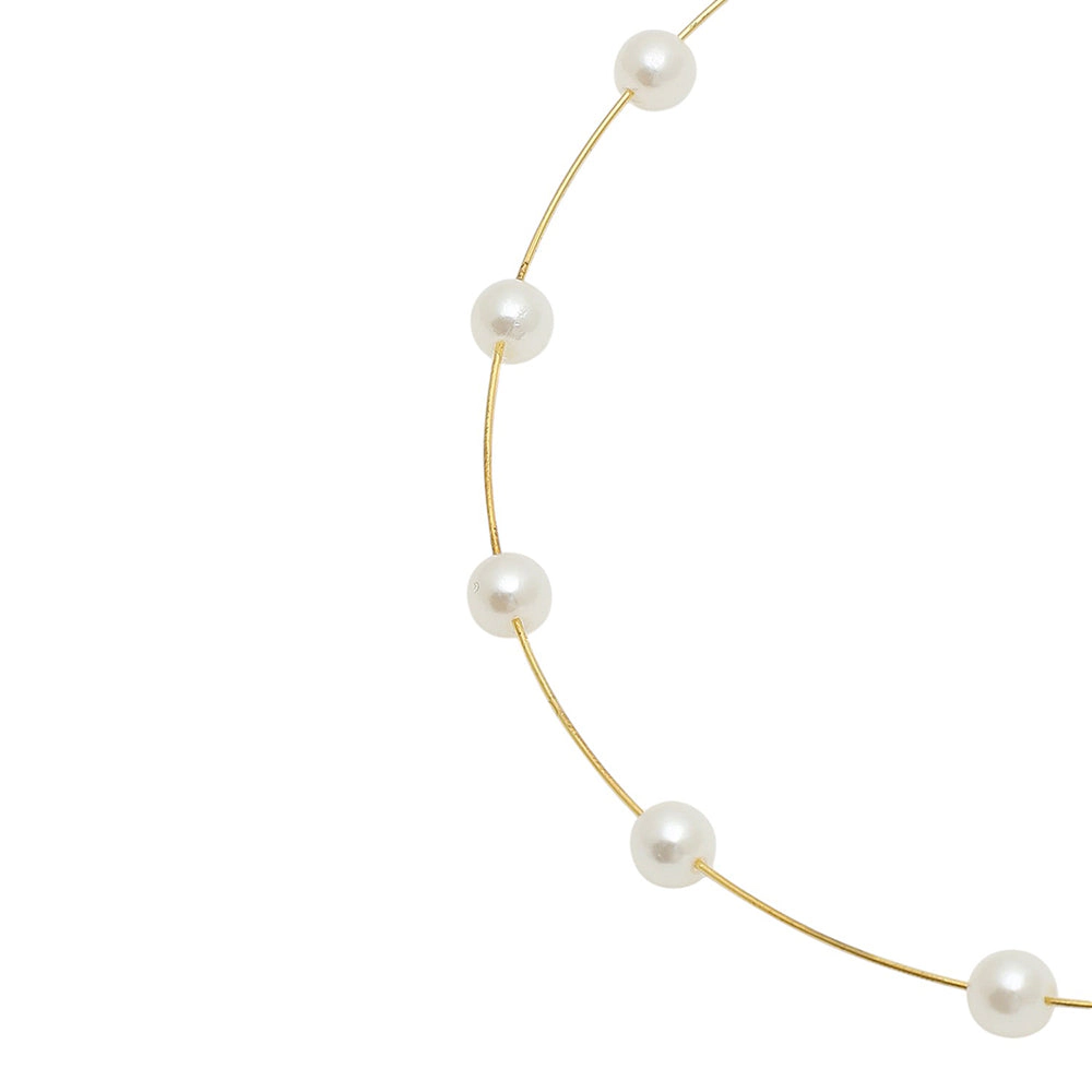 SOHI Women's Gold Plated Pearls Hoop Earring