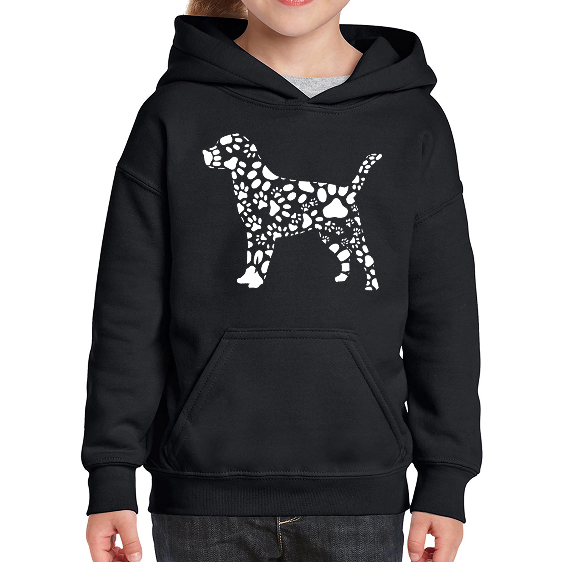 LA Pop Art Girls Word Hoodie - Dog Paw Prints