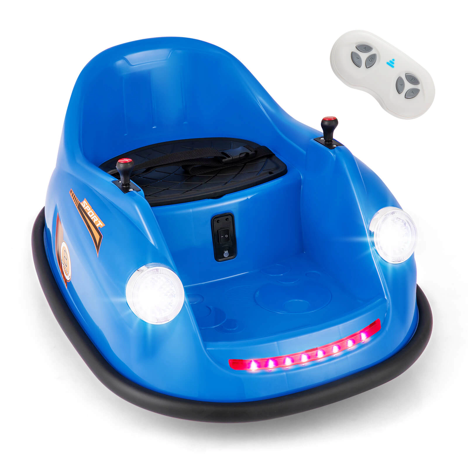 Costway Ride on Bumper Car for Kids with Remote Control 362 Degree Spin LED Light Navy