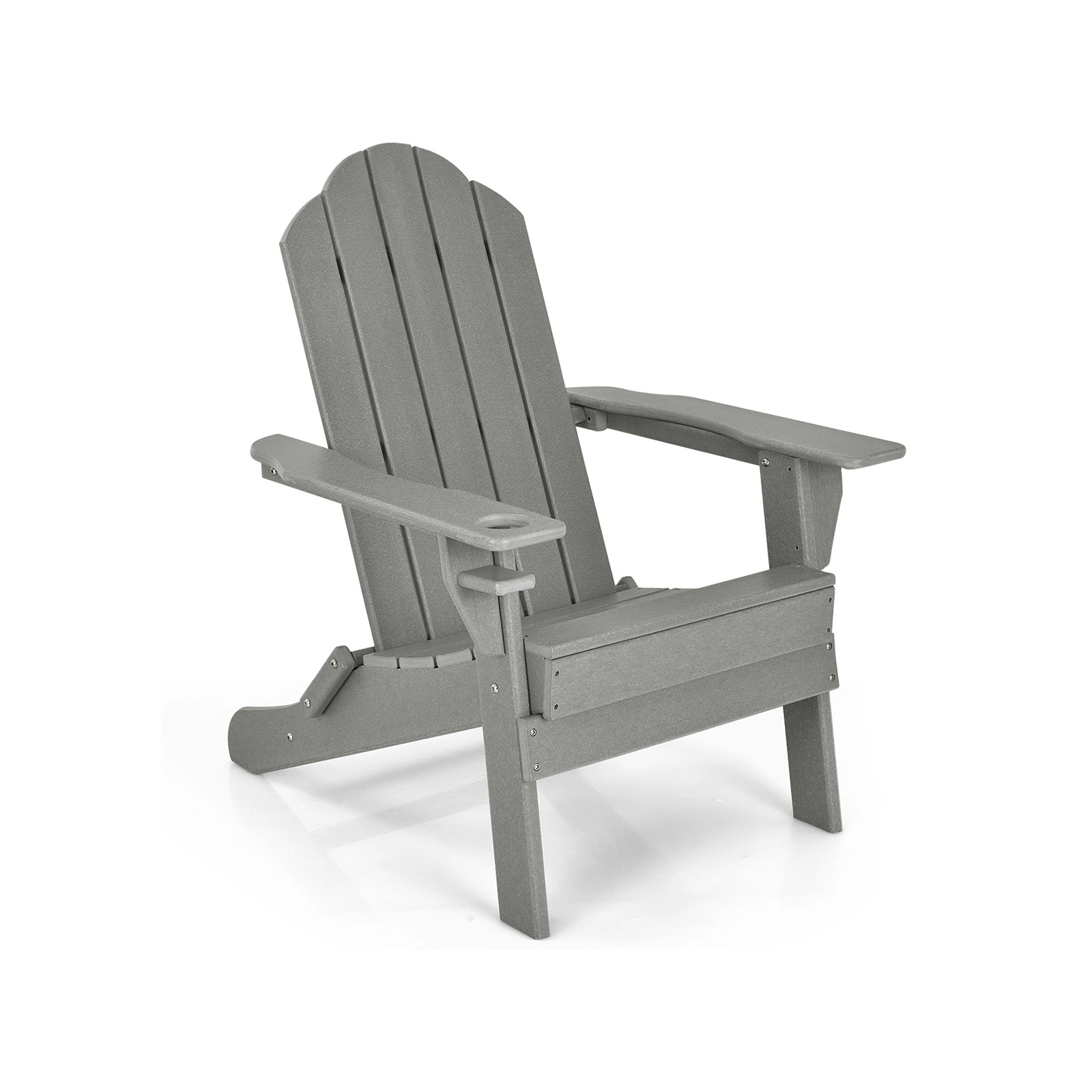 SUGIFT Foldable Weather Resistant Adirondack Patio Chair Built-in Cup Holder 330-Lb Capacity Gray Black Turquoise White