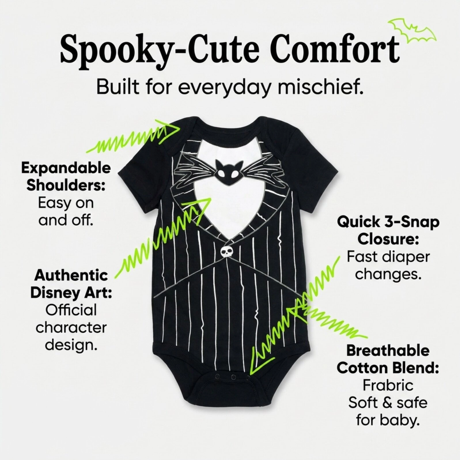 Disney Nightmare Before Christmas Baby 5-Pack Short Sleeve Bodysuits