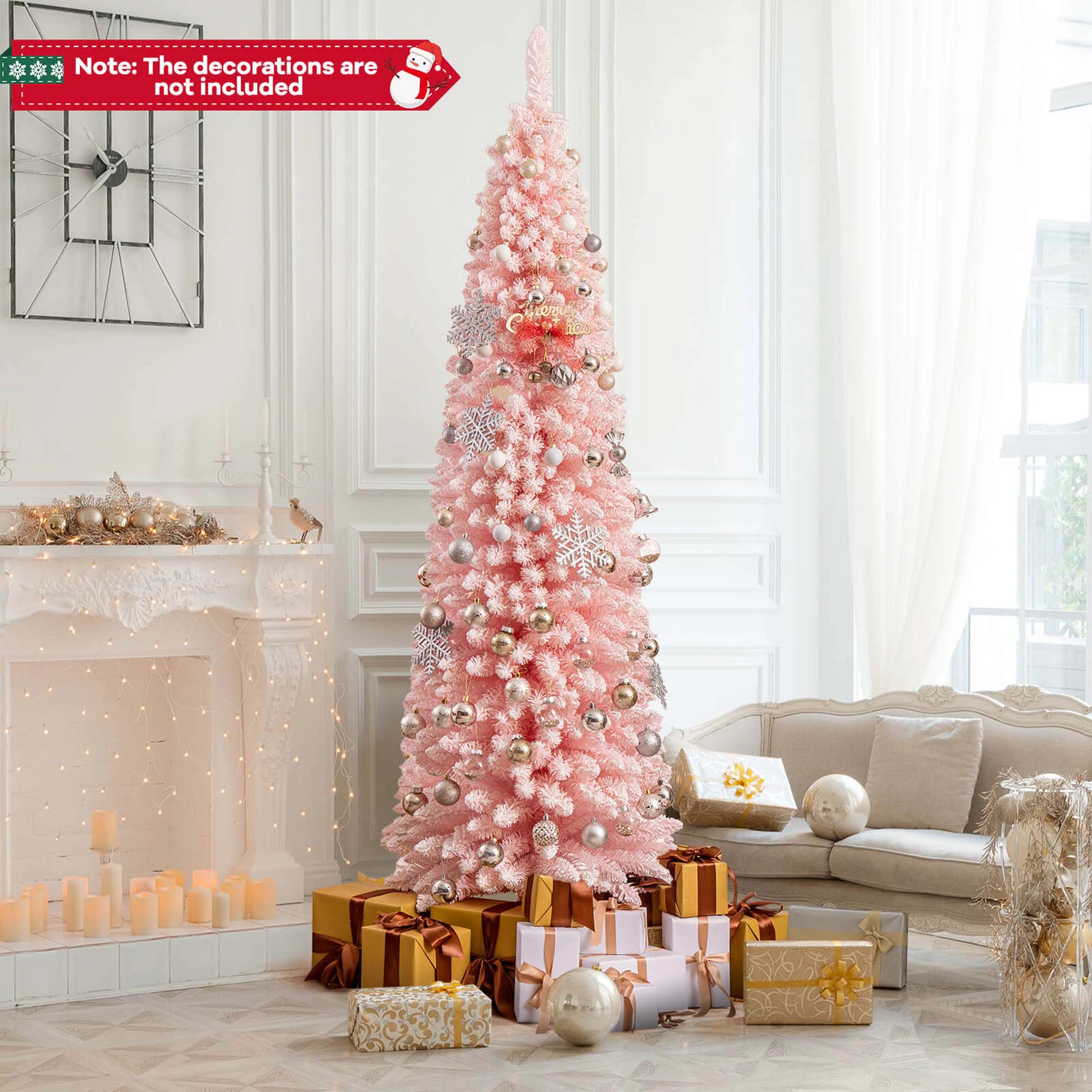 Costway 5/6/7/8 FT Artificial Christmas Tree with 328/460/635/1000 Branch Tips Folding Metal Stand