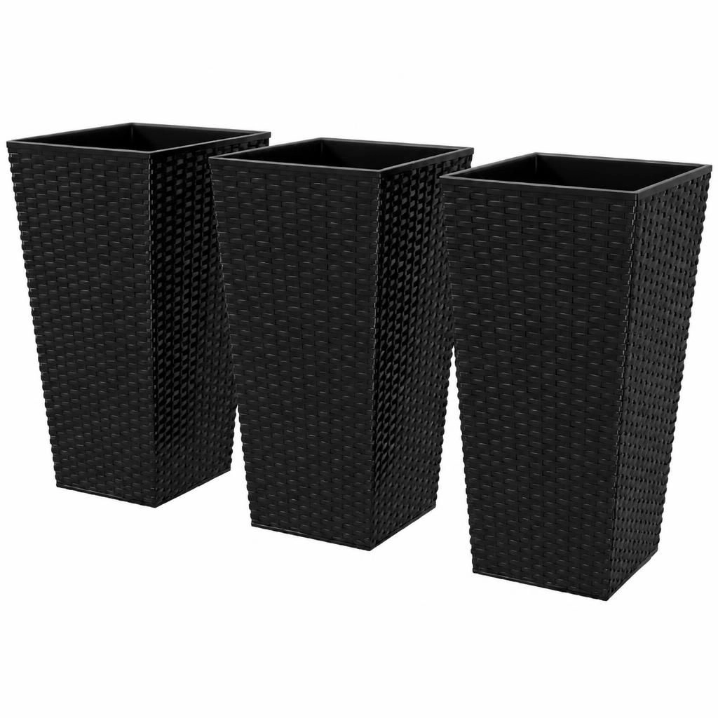 WOW PIONEER Tall Freestanding Garden Planter for Ornamental Flowers Herbs Vegetables Outdoor Set of 3