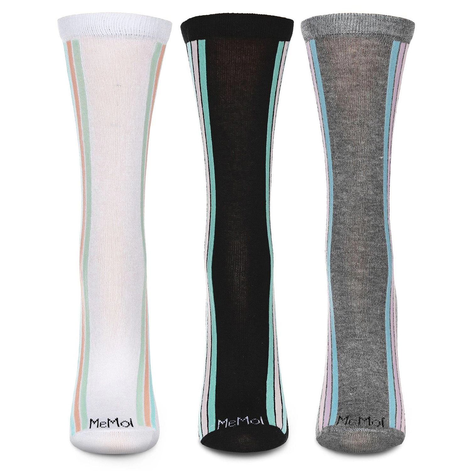 MeMoi Women's 3 Pair Pack Motivational Crew Socks
