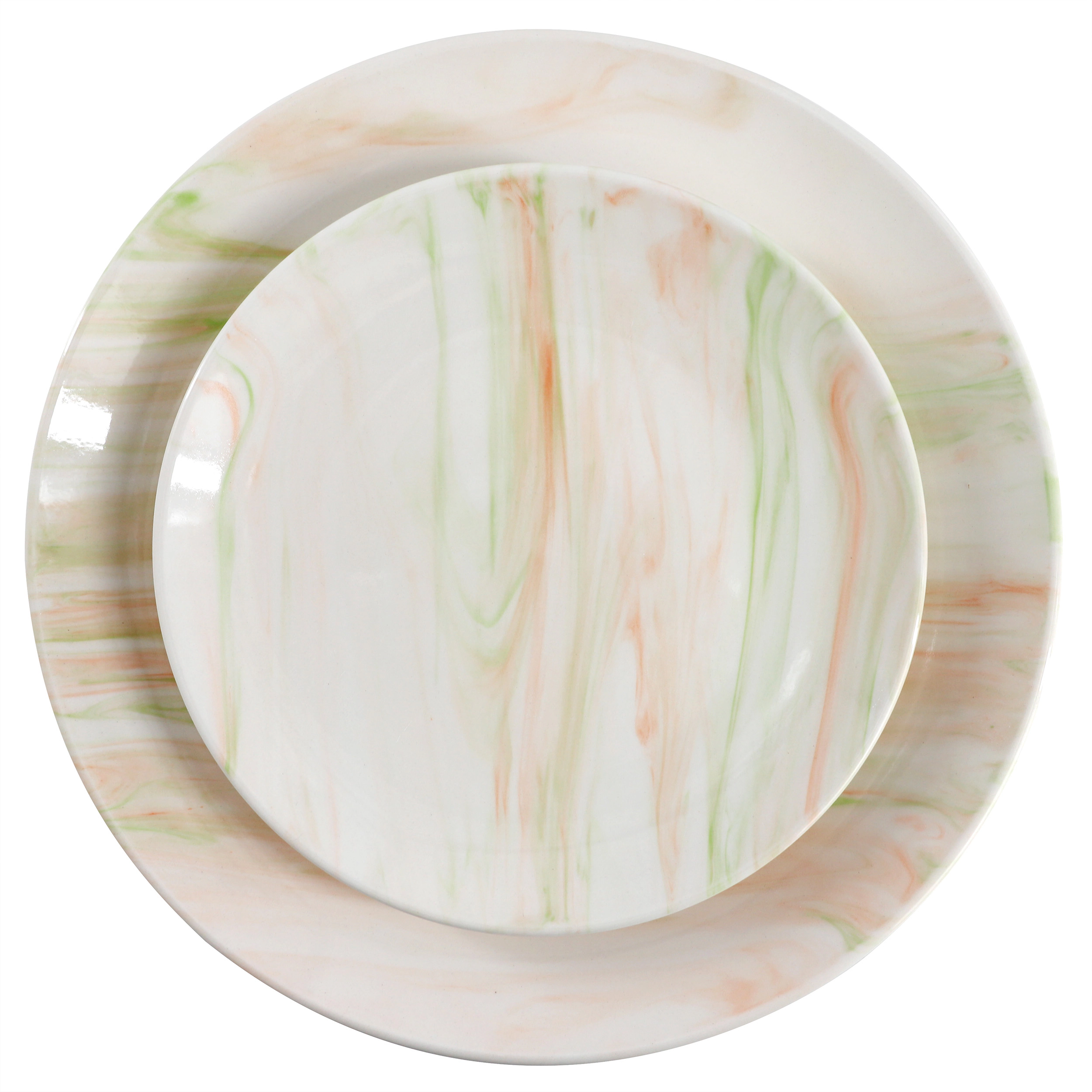 Elama Fine Marble 16 Piece Porcelain Dinnerware Set Orange