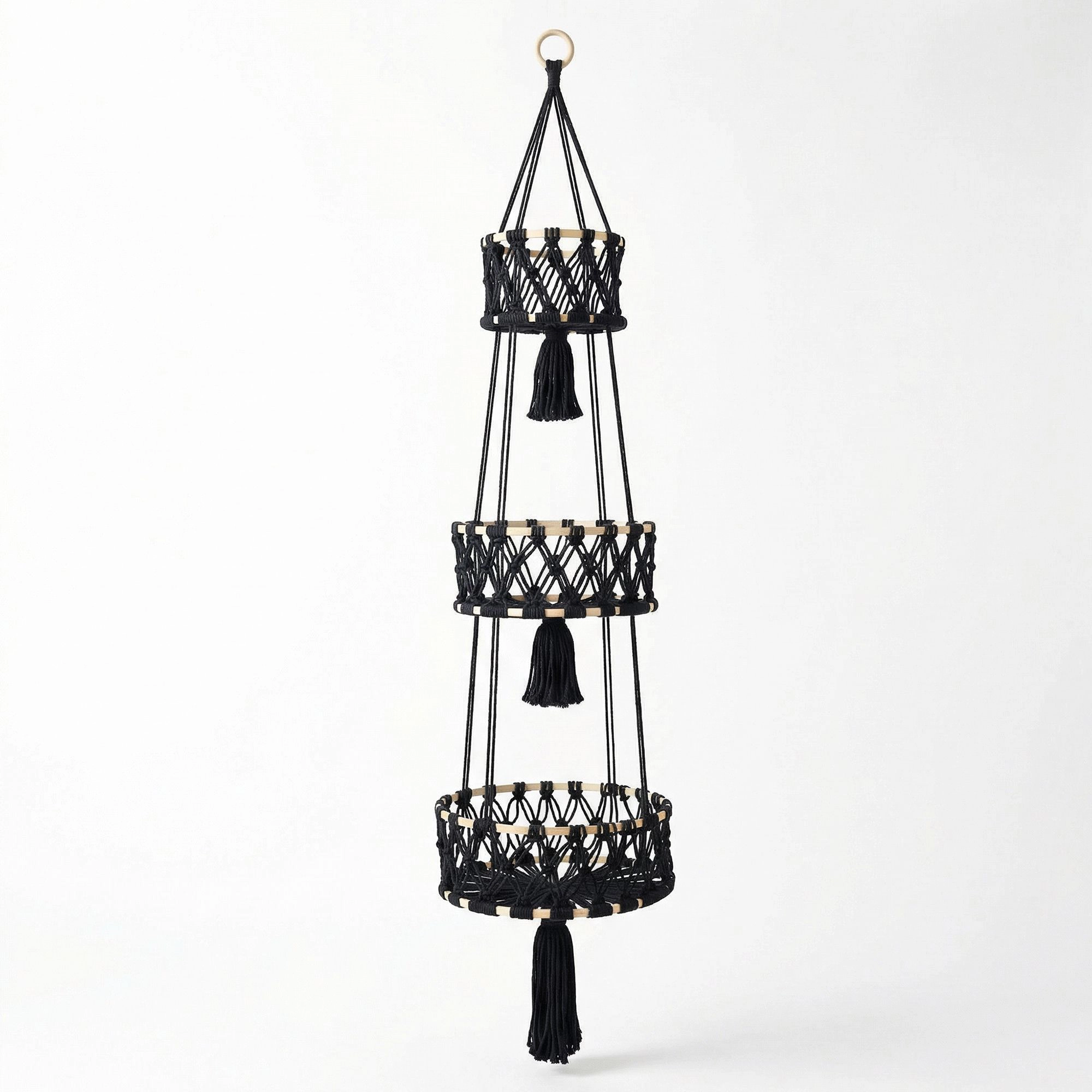 Alilang Unisex Three Tier Hanging Storage Organizer Macrame Style Basket for Plants Bathroom Kitchen Bedroom