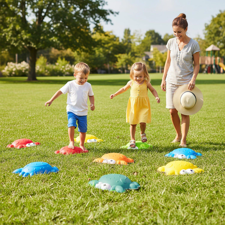 Hivvago Stepping Stones for Kids 9 Pieces Non-Slip Toddler Stepping Stones Balance Sensory Toys
