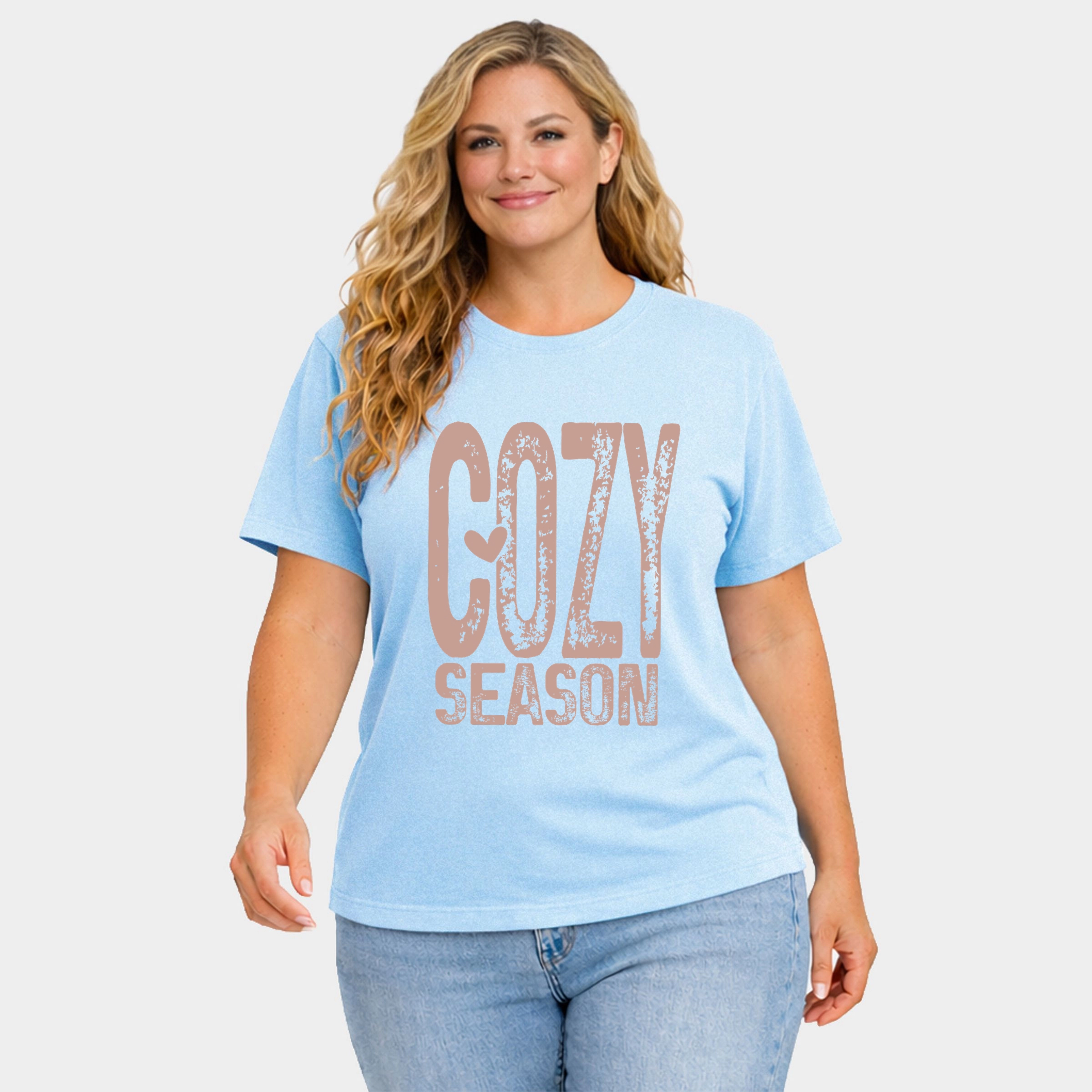 Simply Sage Market - Women's Plus Sized Garment Dyed Graphic T-Shirt Cozy Season Heart