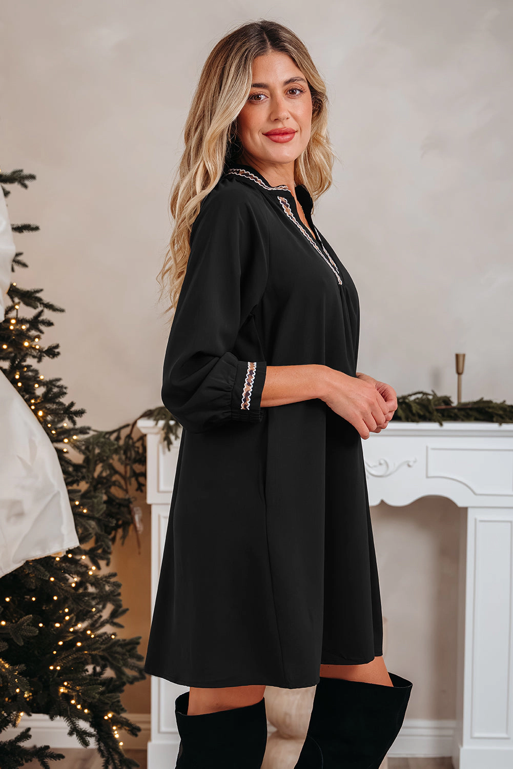 Threaded Pear Women's Quincy Sleeve Shift Mini Dress