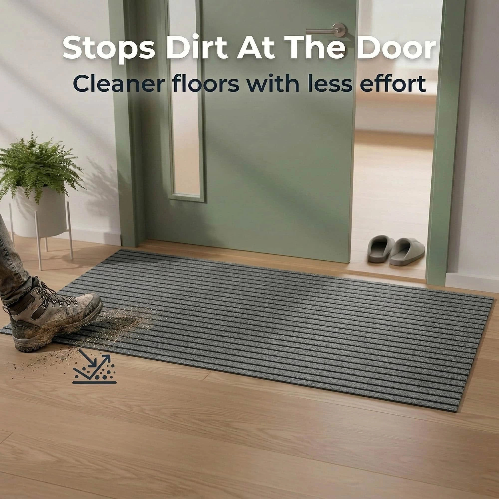 Evideco French Home Goods Gray Ribbed Runner Polyester Doormat 78.75 x 35.5 Inches