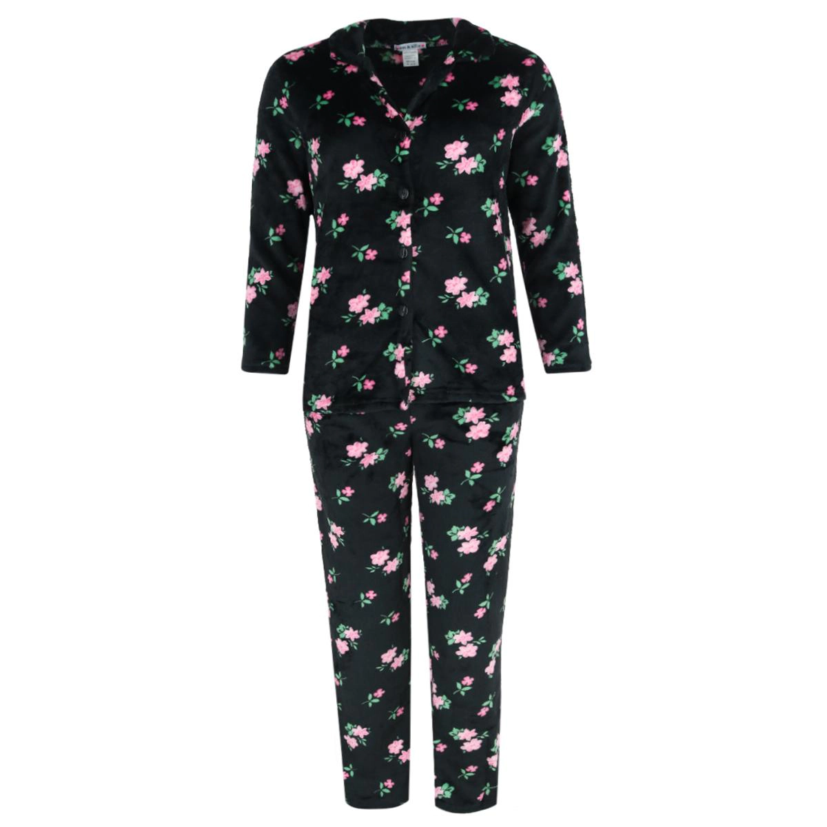 em & alfie Women's Floral Notch Long Sleeve 3 Piece Pajama Set