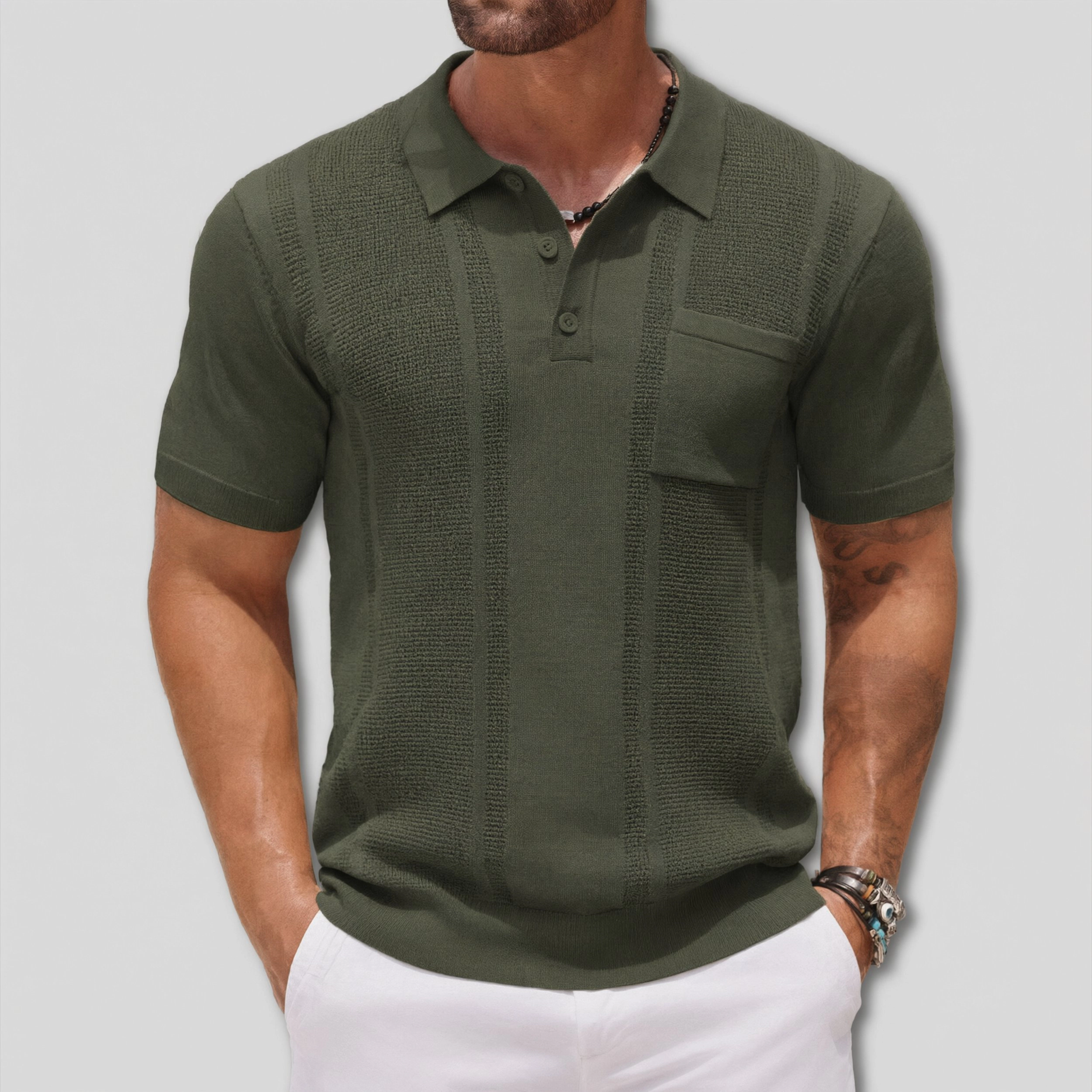 COOFANDY Men's Regular Fit Textured Knit Short Sleeve Polo Shirt