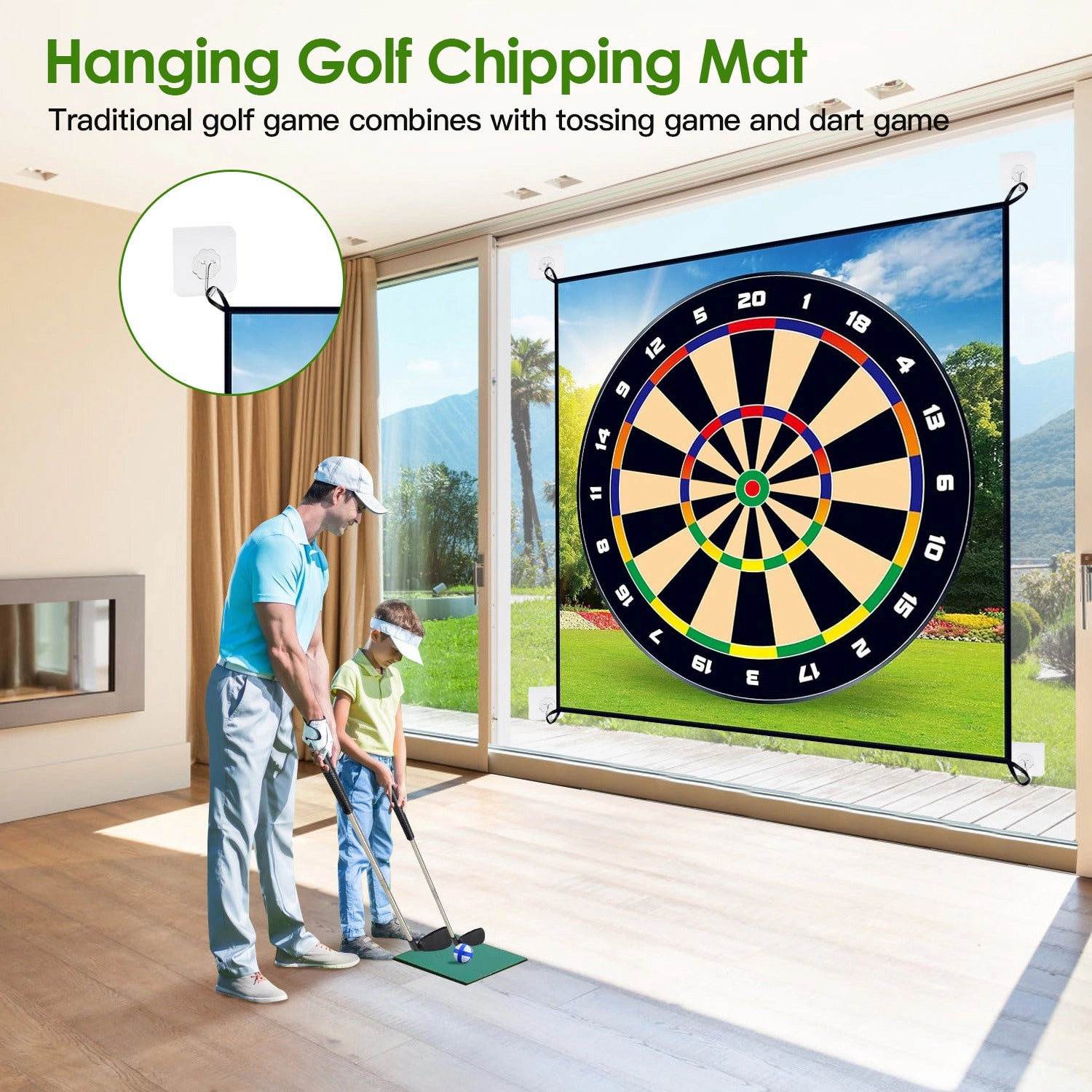 GBruno 2-in-1 Golf Chipping Dart Game Mat Set