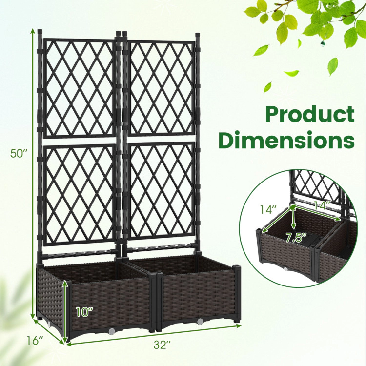Hivvago Raised Garden Bed with Lattice Trellis  Drainage Self-Watering Elevated Vertical Planter Boxes