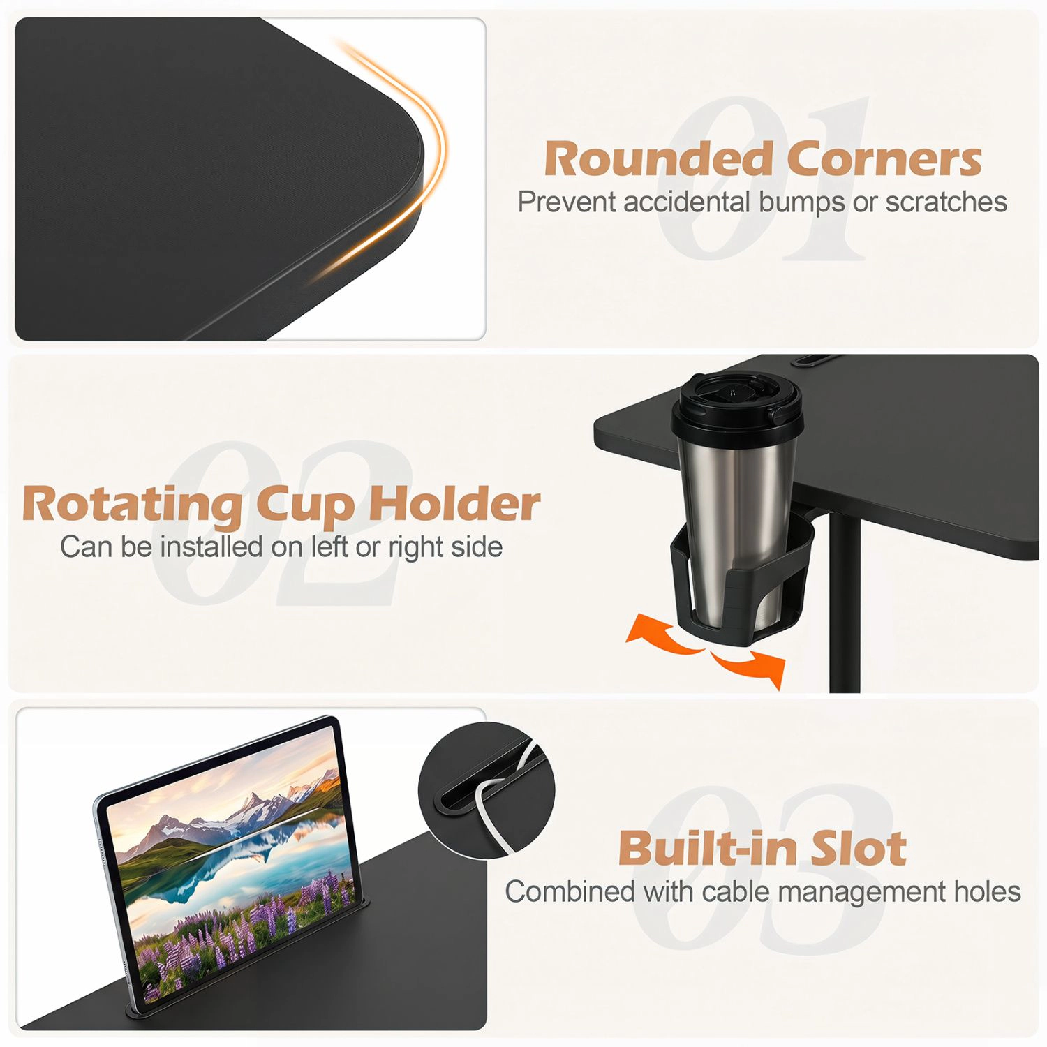 SlickBlue Adjustable Height Standing Desk with Wheels and Cup Holder