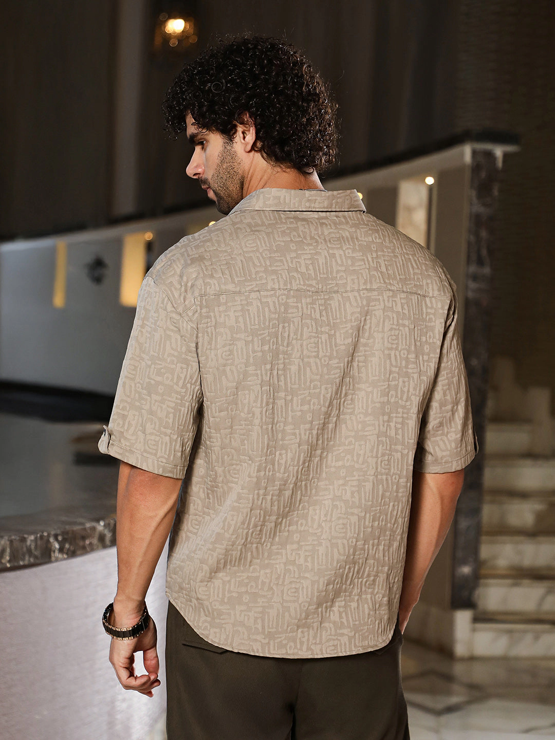 Cahoot Men's Aztec-Tactile Oversized Shirt