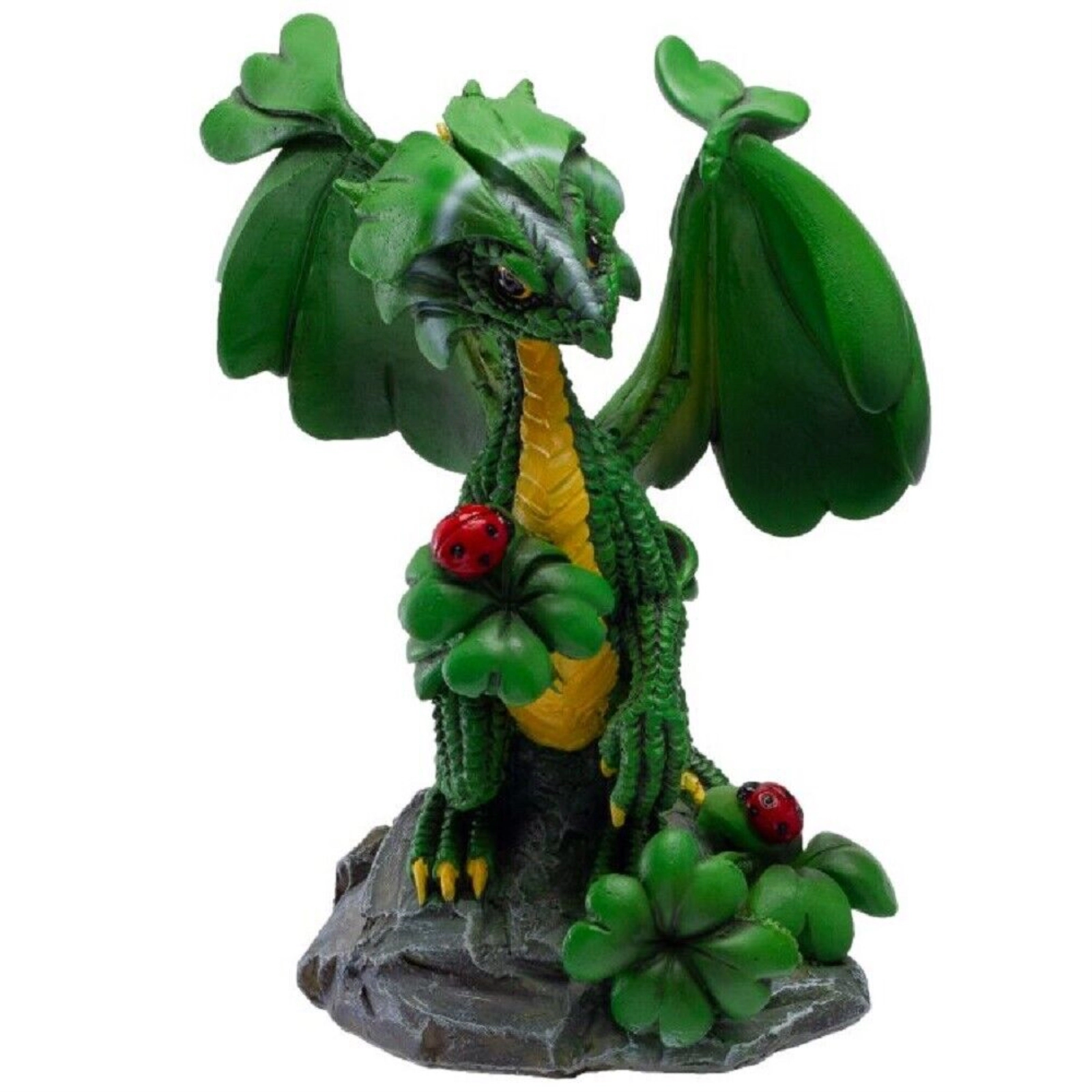 Pacific Giftware Green Fantasy Lucky Clover Dragon Resin Figurine by Stanley Morrison 4.75 inch