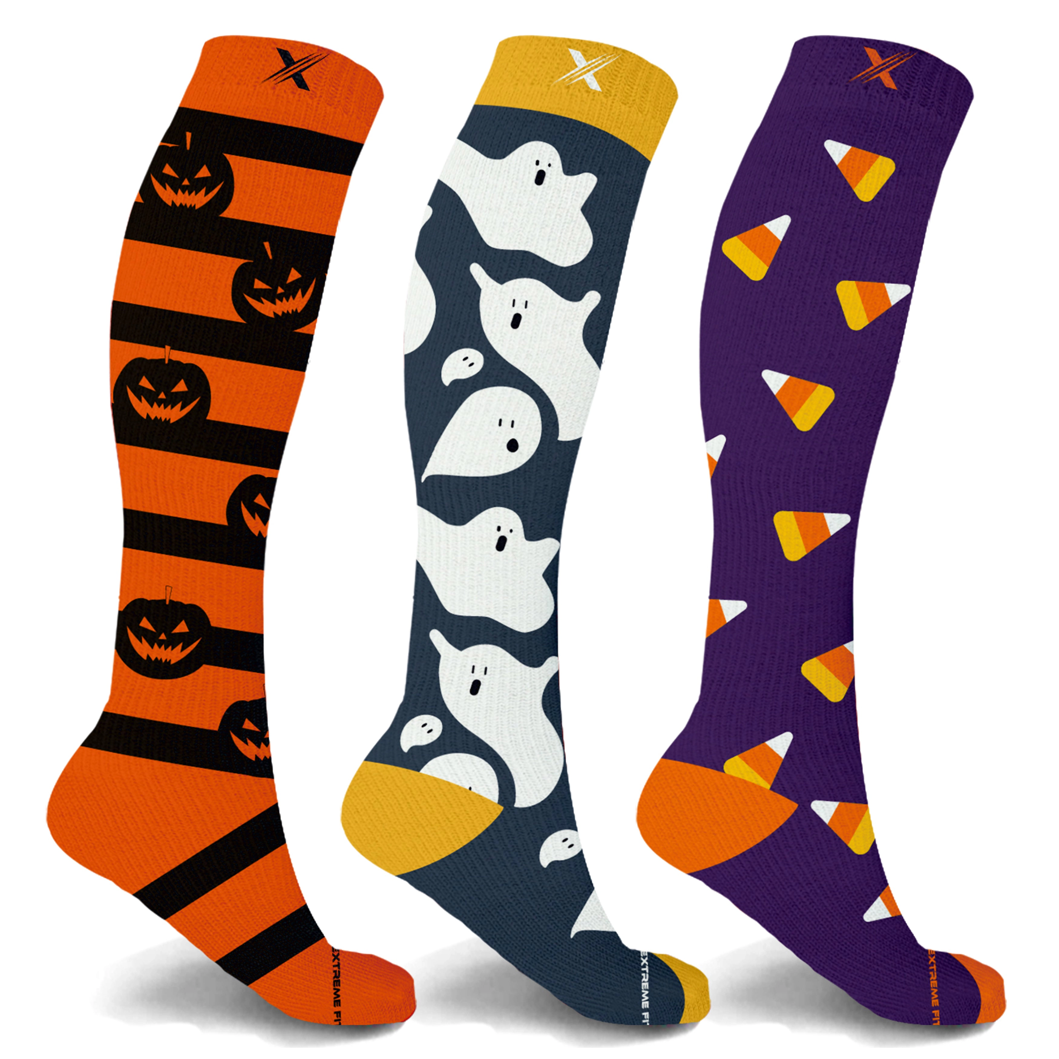 Extreme Fit Holiday Compression Socks - Knee High Performance For Running And Athletics 3 Pair