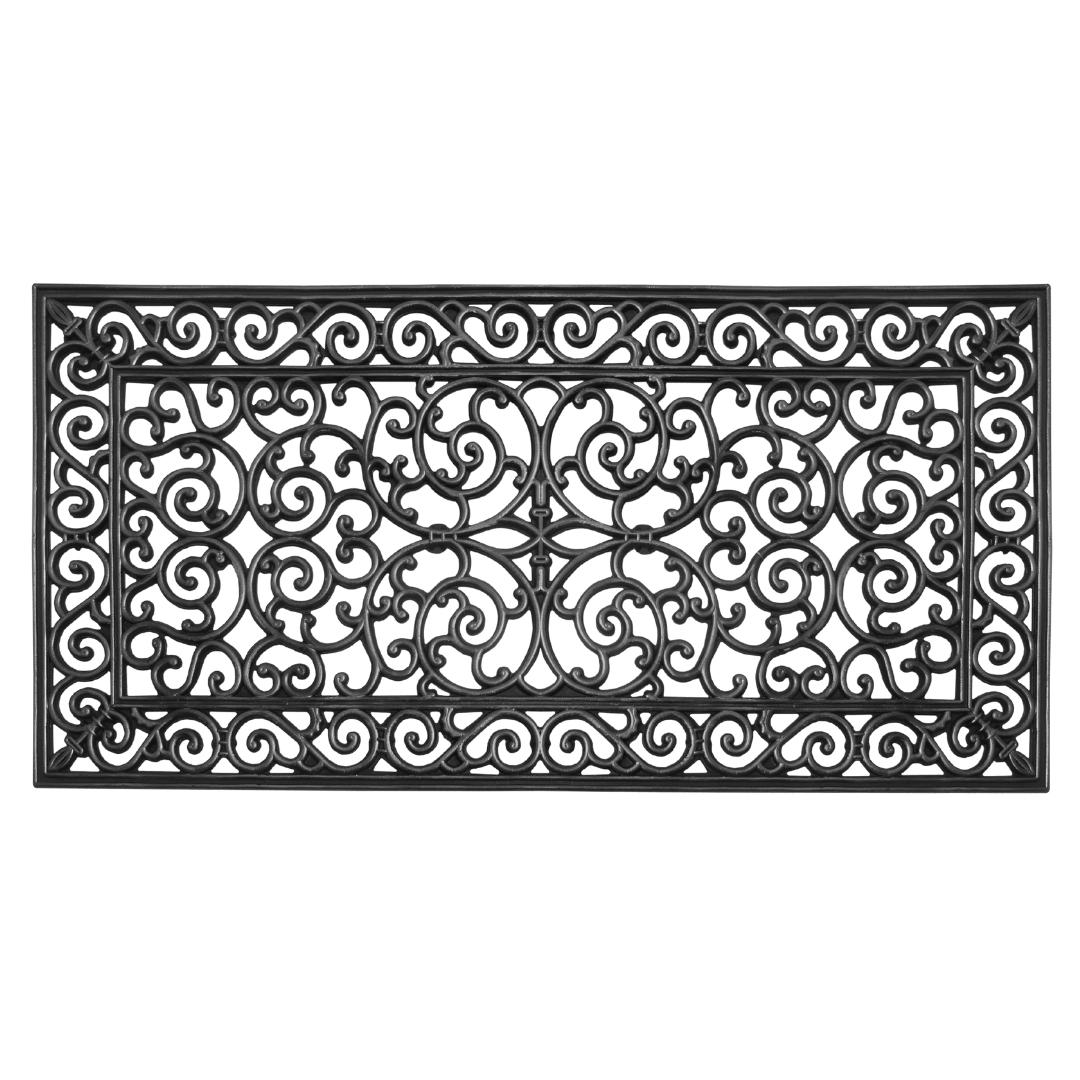 A1 Home Collection 9 lb Heavy Duty Rubber Outdoor Doormat Non-Slip Dirt Scraper Mat, Onyx Estate, 24 x 48 Inches