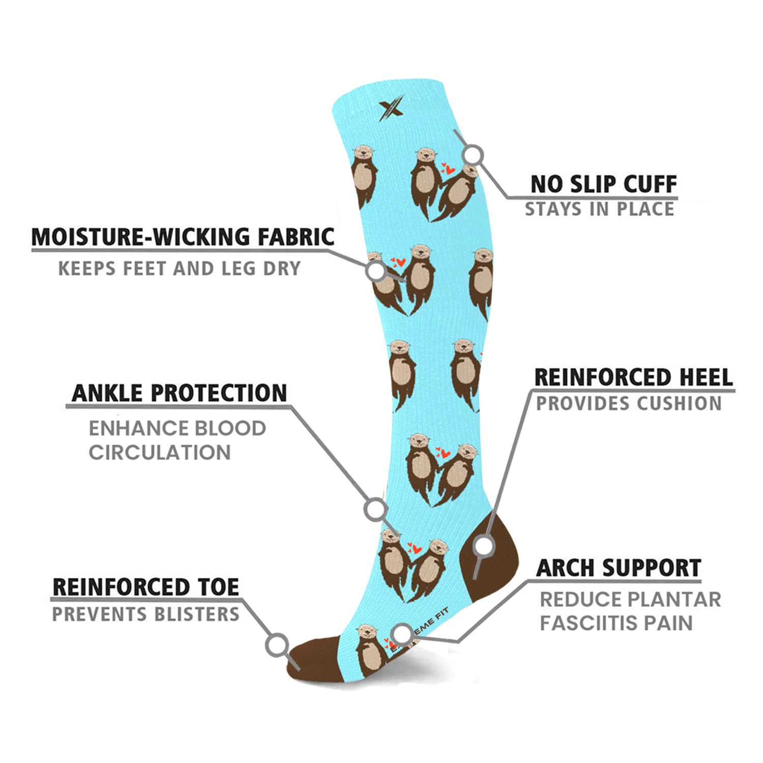 Extreme Fit Fun And Love Comfortable All Day Wear Compression Socks - 3 Pair