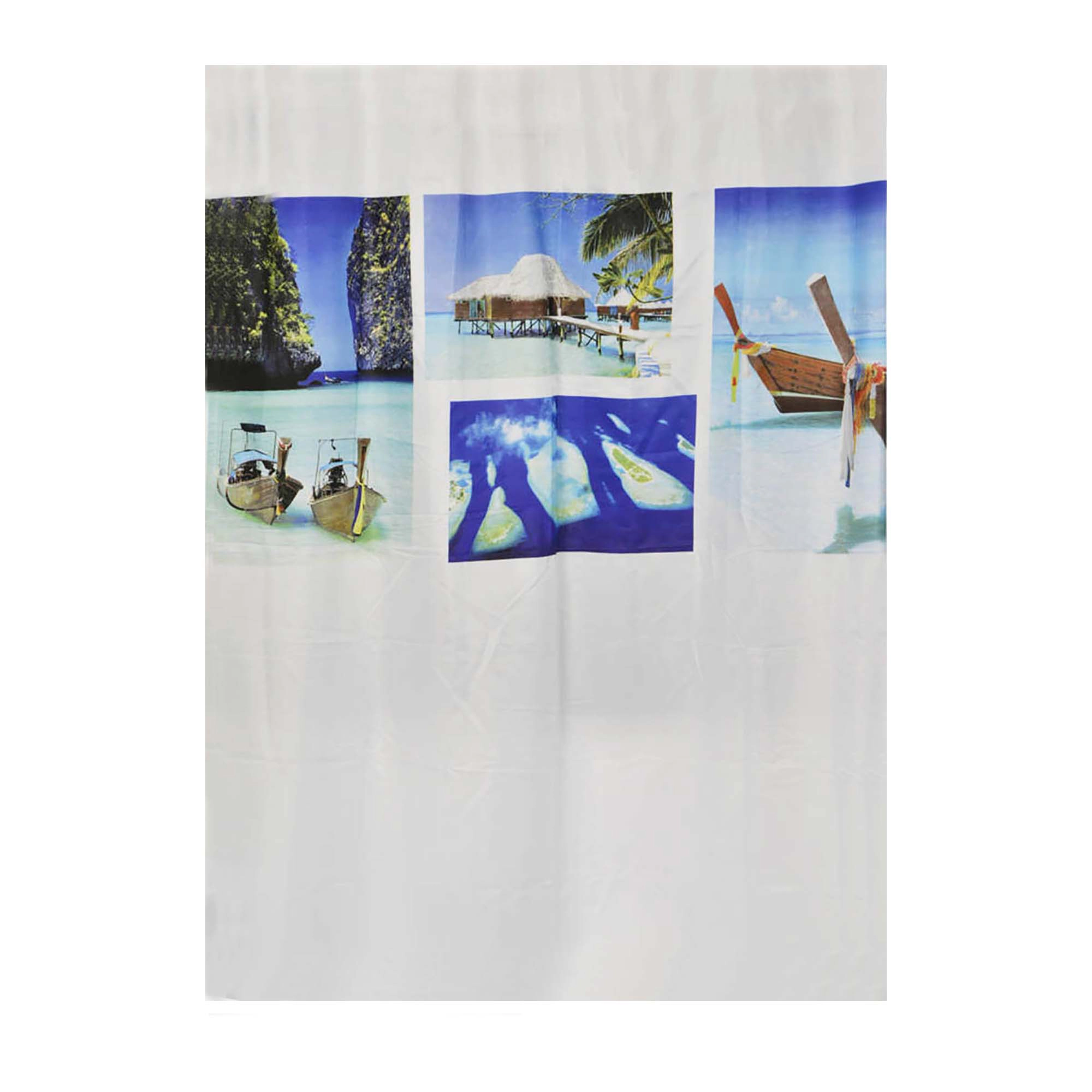 Evideco French Home Goods Beach Palm Print Polyester Shower Curtain