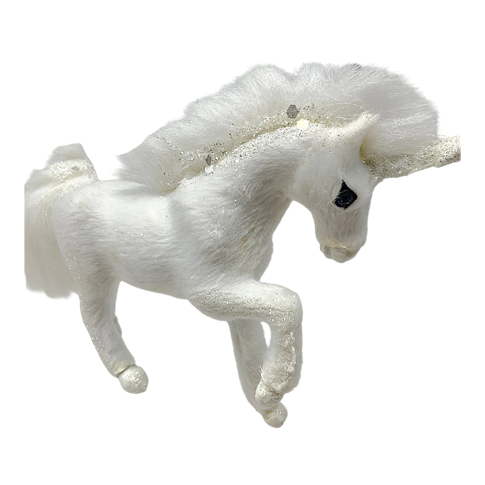 Kurt Adler White Plush Glittered Unicorn Fantasy Christmas Tree Ornament 6.5 inch