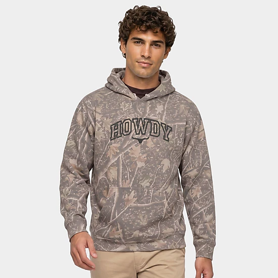 Simply Sage Market - Men's Camo Hoodie - Embroidered Howdy Bull Varsity