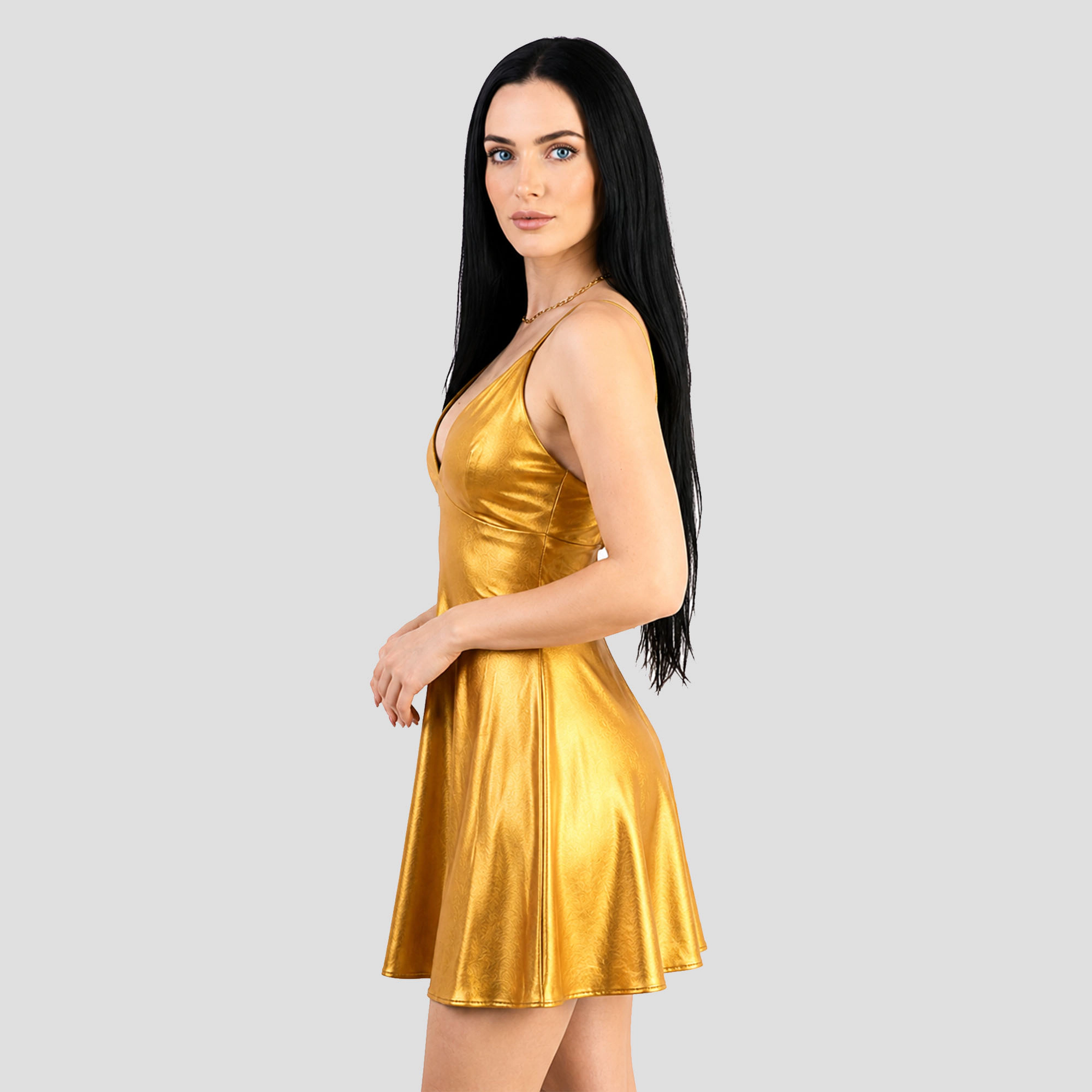 Artyska Women’s Metallic Mini Slip Cocktail Dress