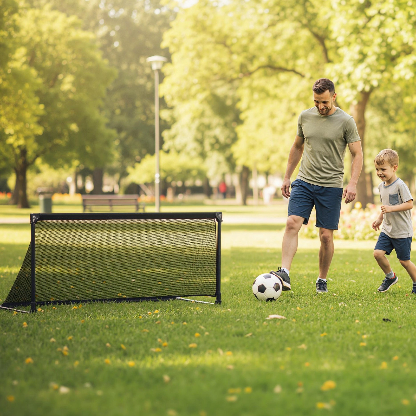 SUGIFT Toddler Black Medium Pop Up Soccer Goal with Powder Coated Metal Frame and Ground Stakes