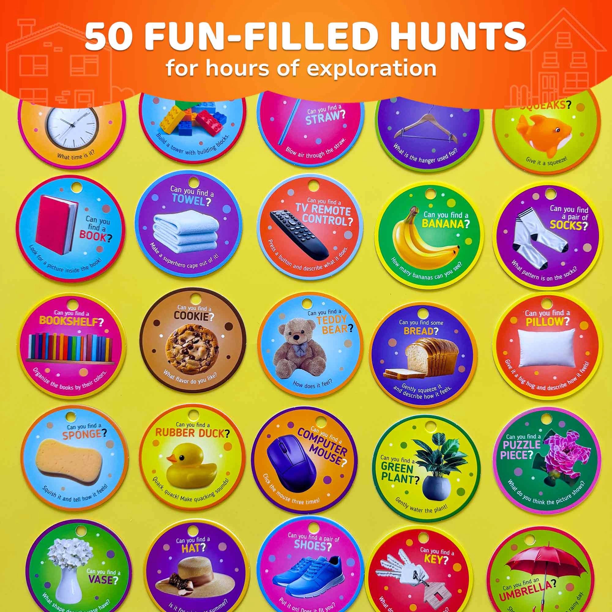 QUOKKA Scavenger Hunt Cards for Toddlers, 50 Activity Challenges, Learning Games Kids, Ages 2+