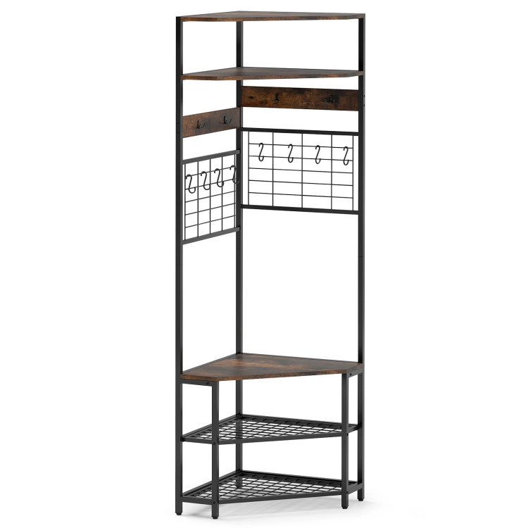 Hivvago 5-Tier Corner Hall Tree with Shoe Storage Bench