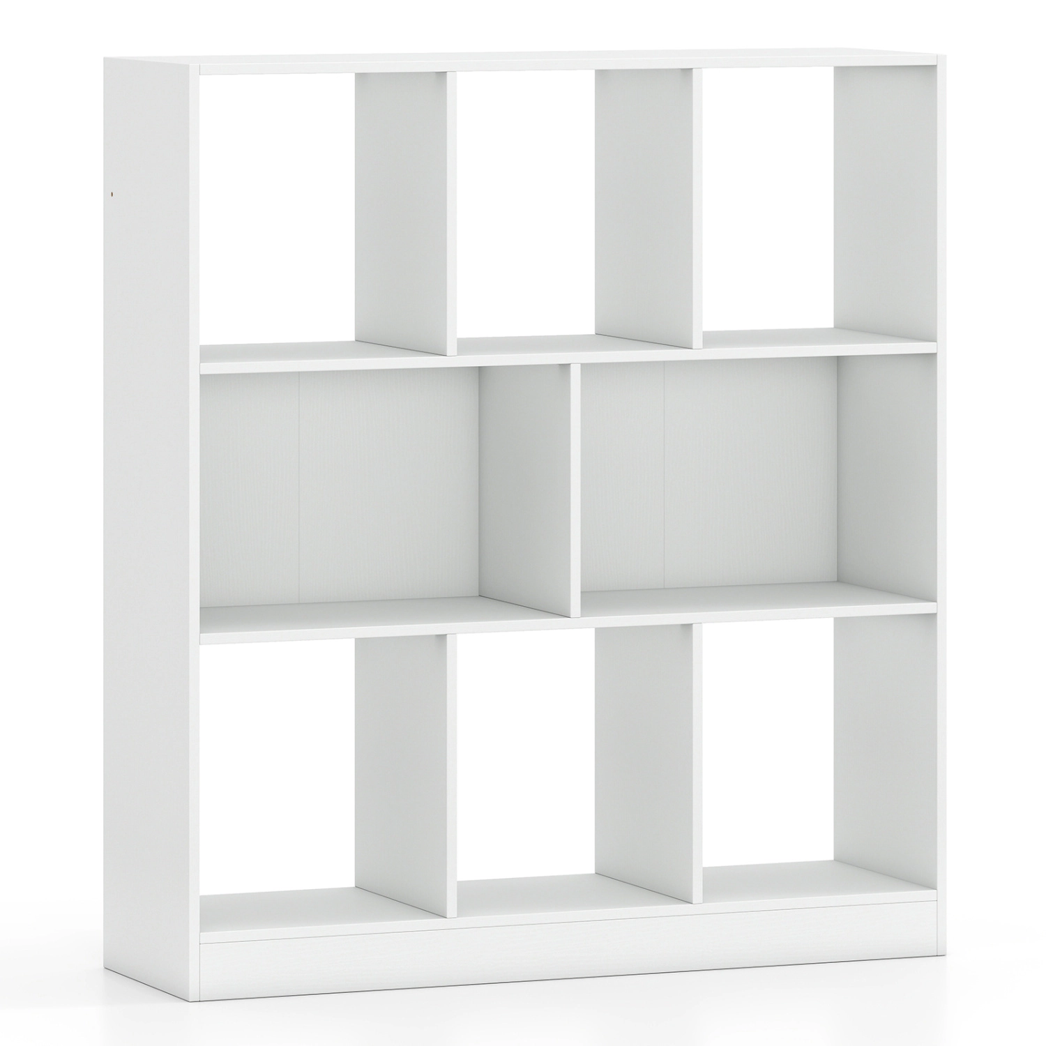 LJG 8-Cube Bookcase 3-Tier with 2-Sized Compartments and Anti-Tip Kits for Living Room