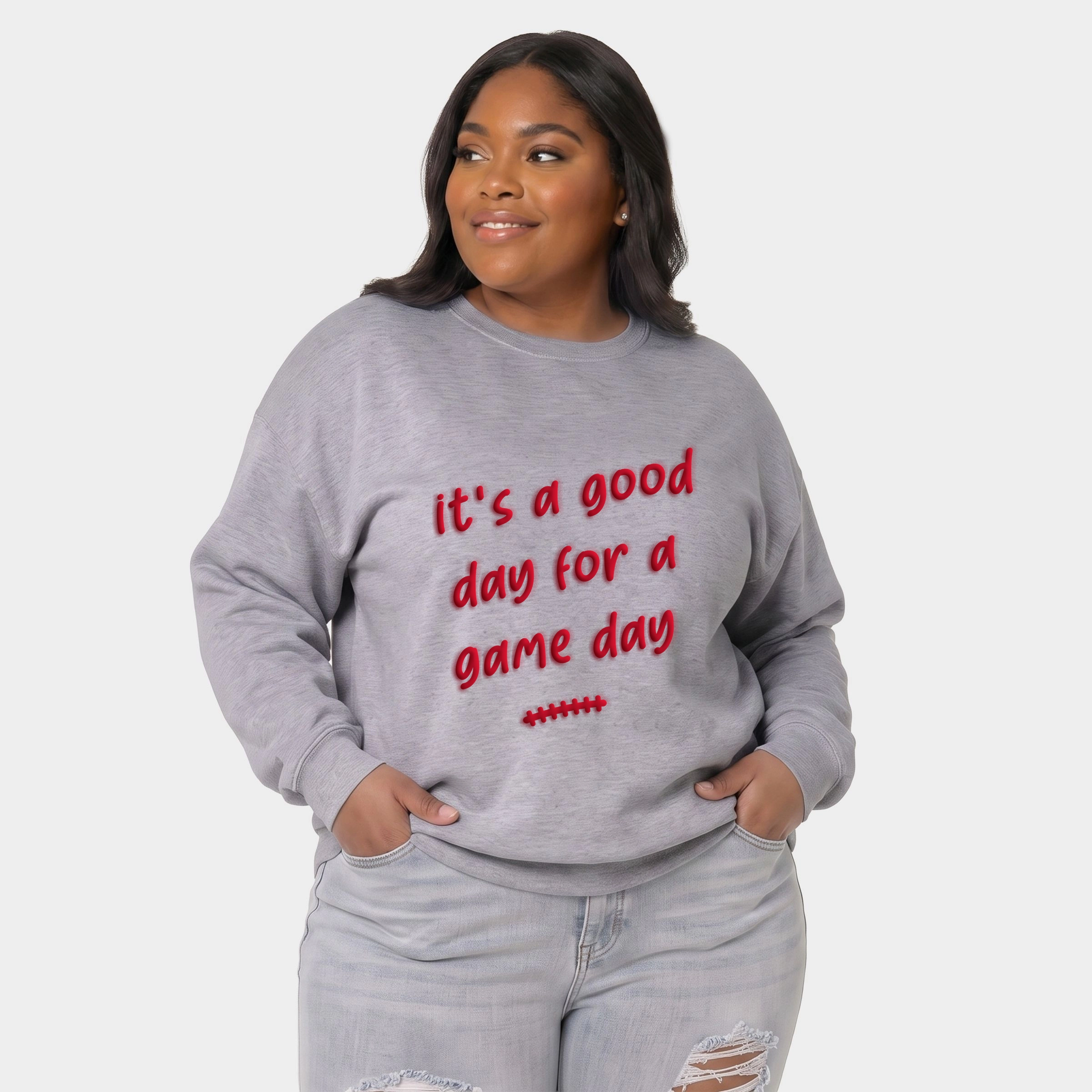 Simply Sage Market - Women's Plus Sized Graphic Sweatshirt It's A Good Day For Game Puff Print