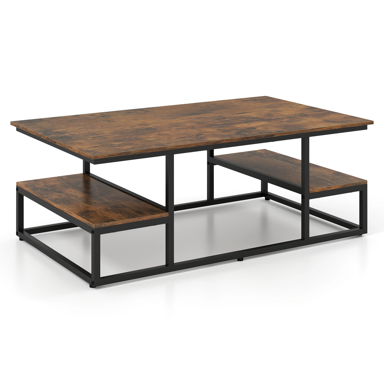 LJG 43" Rectangle Coffee Table with Storage and Open Shelves