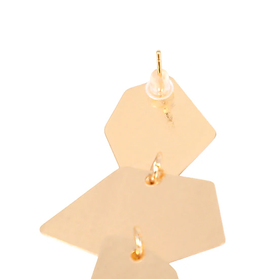 SOHI Women's The Dented-Geometric Drop Earrings - Antique Gold